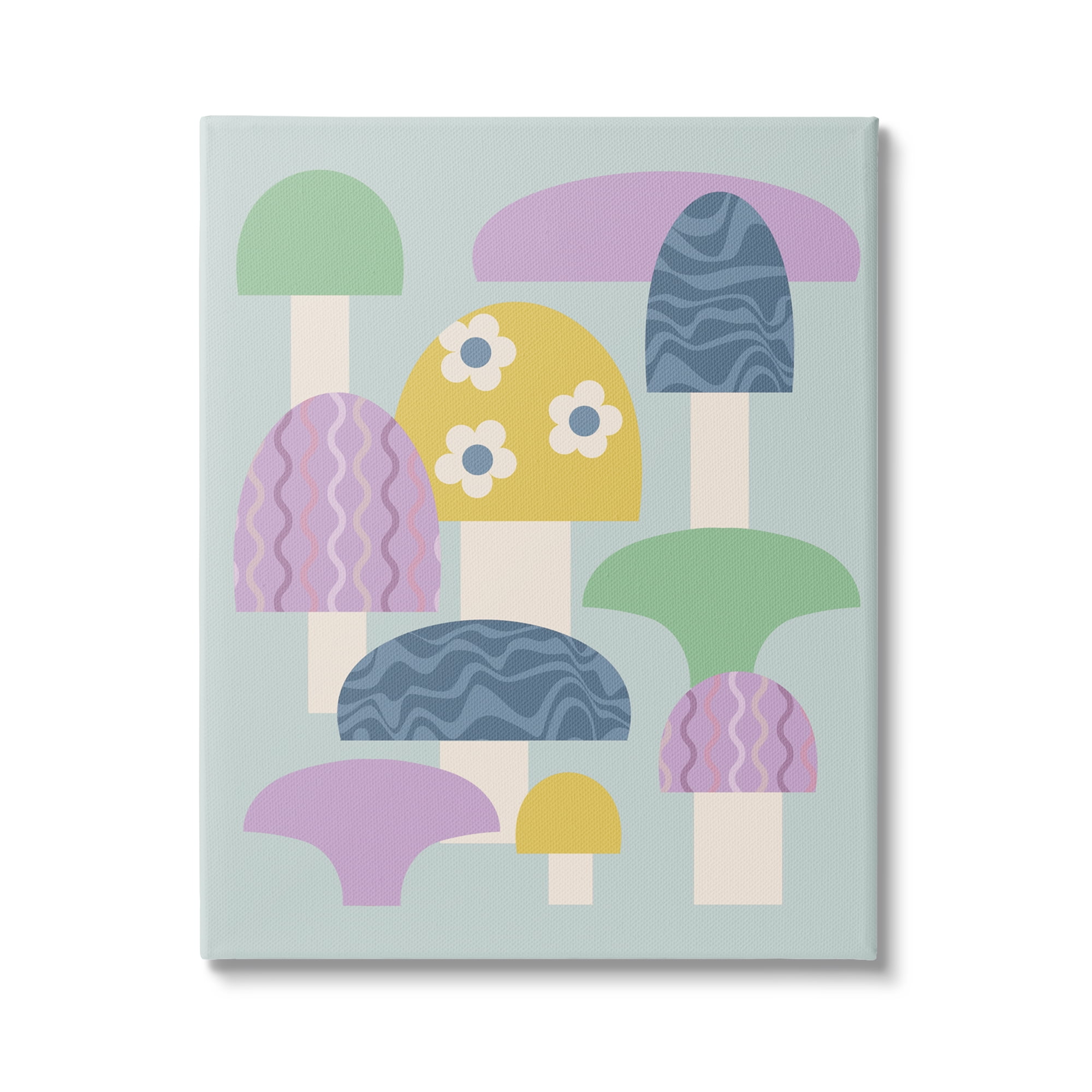 Stupell Industries Pastel Retro Mushrooms Botanical & Floral Painting Gallery Wrapped Canvas Art Print Wall Art, 36 x 48