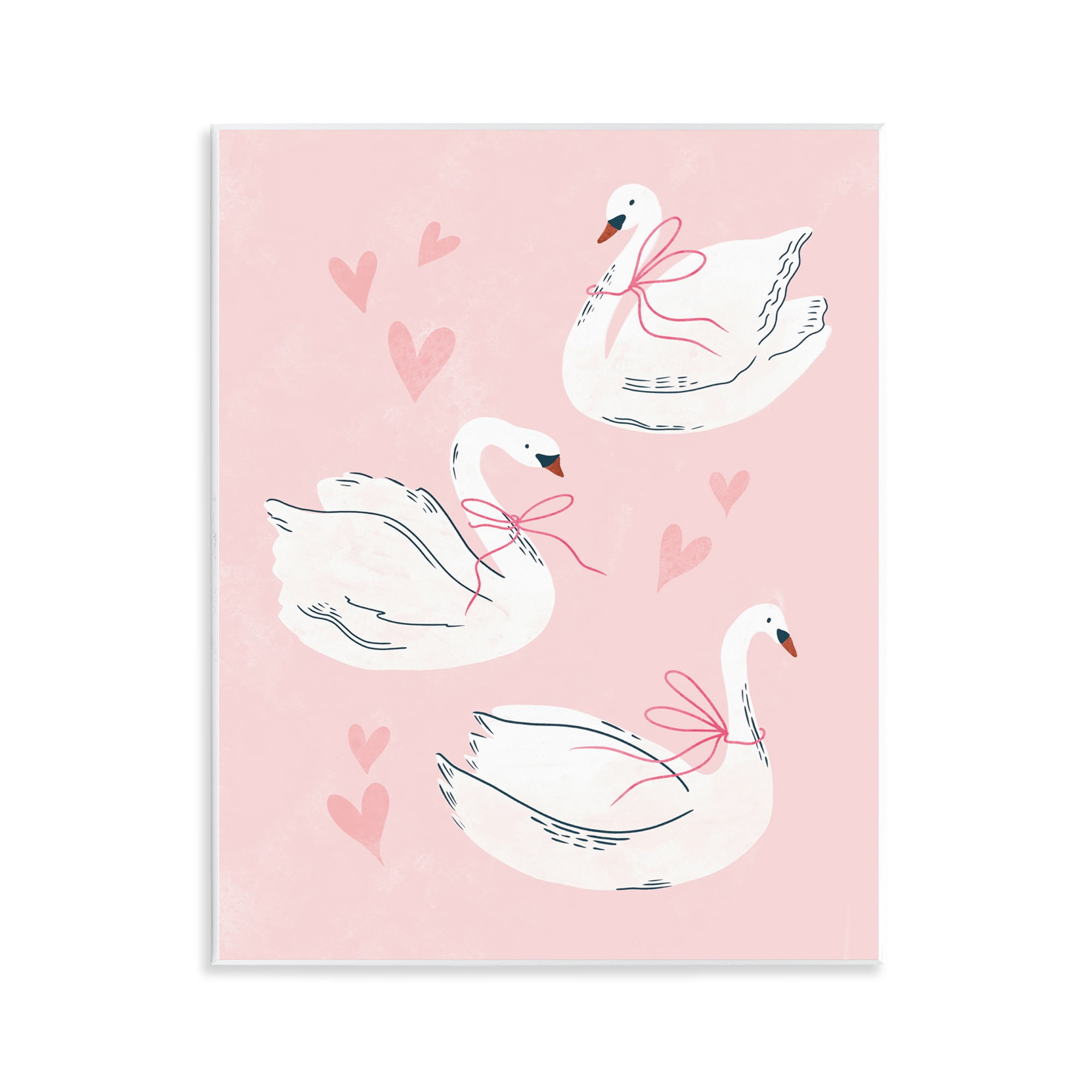 Stupell Industries Pastel Ribbons on Swans Animals Painting Unframed Art Print Wall Art, 11 x 14