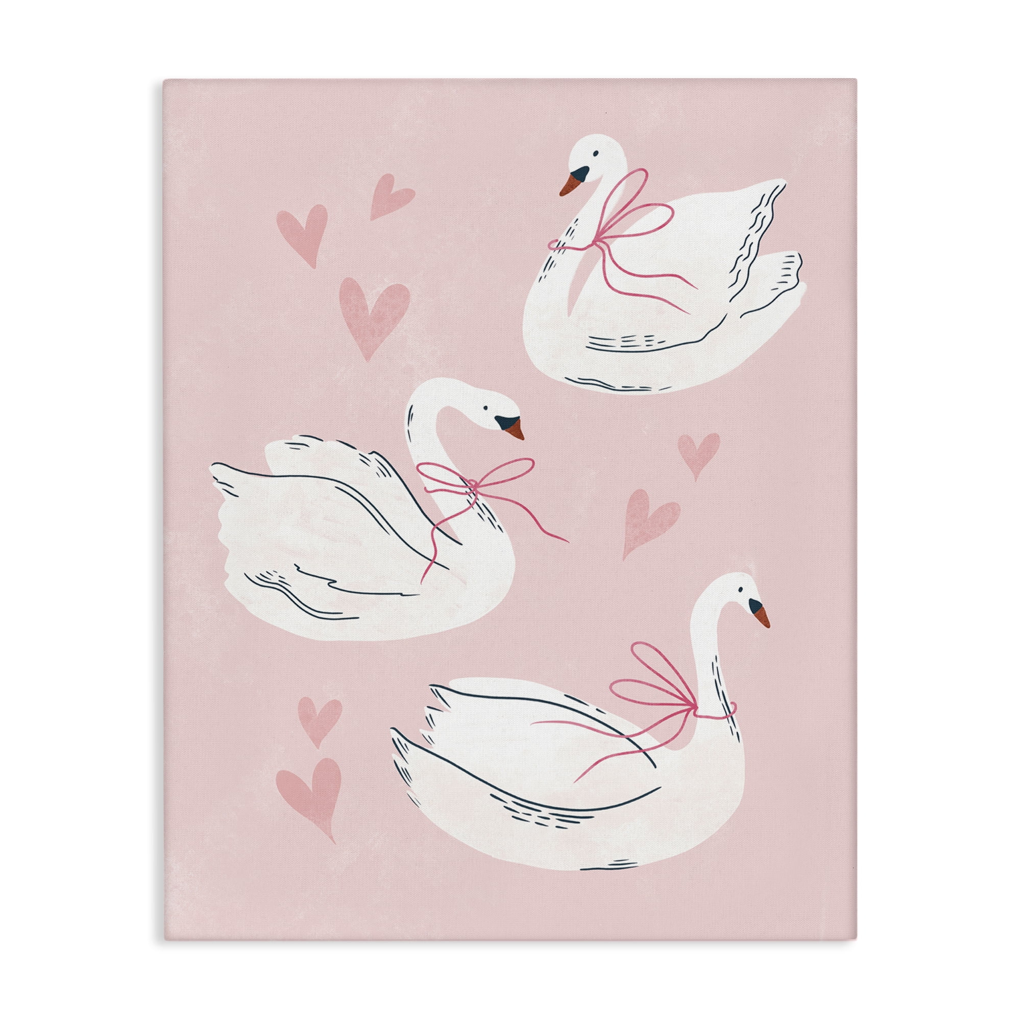 Stupell Industries Pastel Ribbons on Swans Animals Painting Wrapped Canvas Art Print Wall Art, 30 x 40