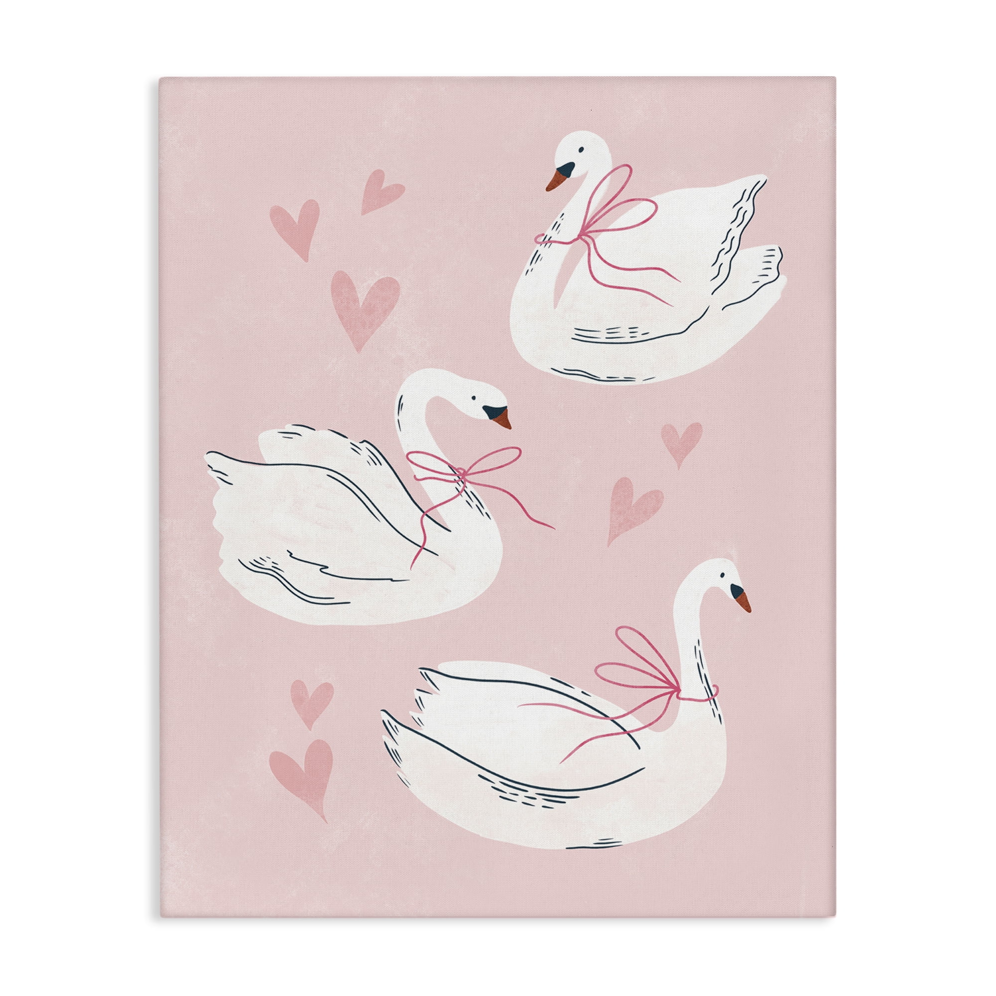 Stupell Industries Pastel Ribbons on Swans Animals Painting Wrapped Canvas Art Print Wall Art, 36 x 48