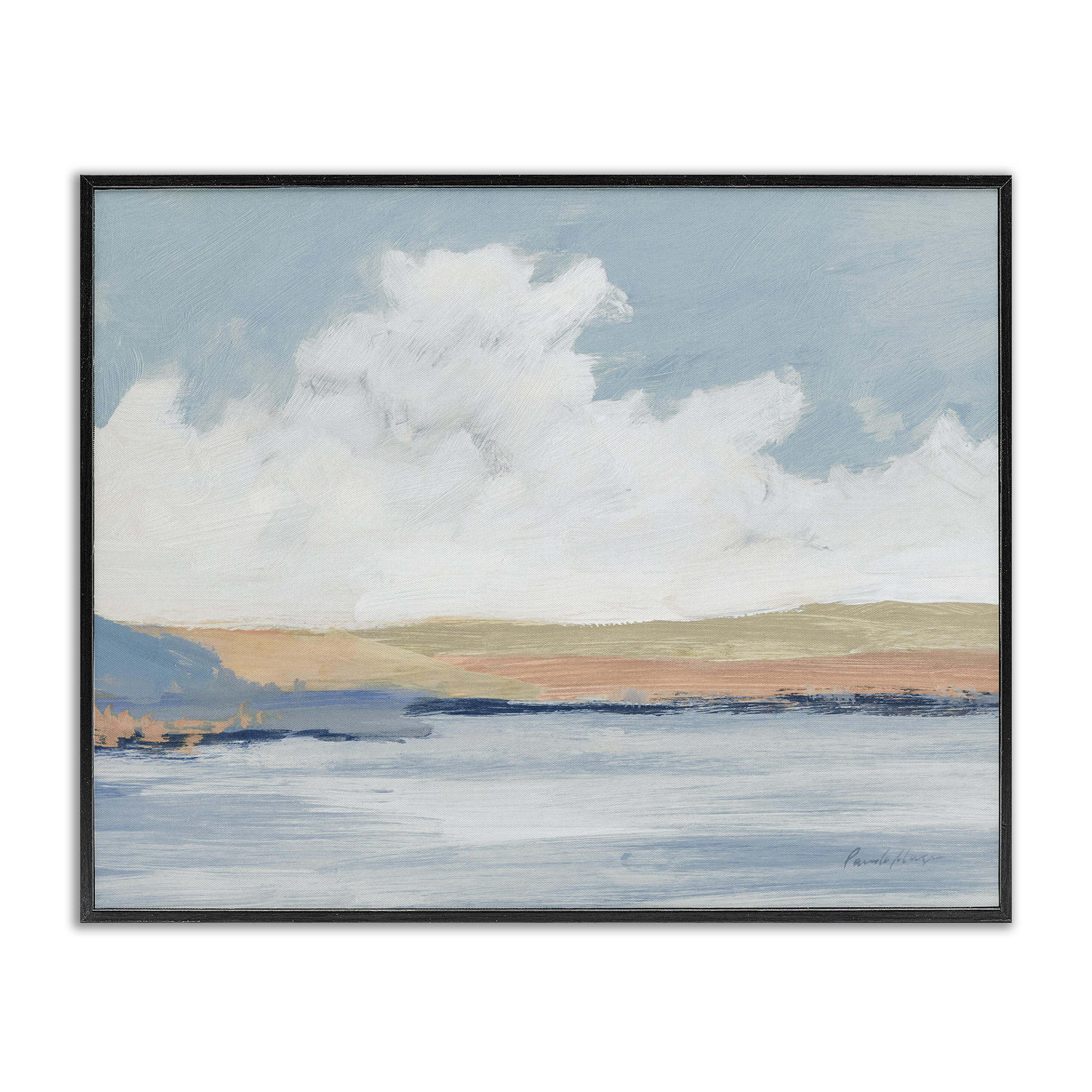 Stupell Industries Pastel River Landscape Landscape & Nature Painting Black Framed Art Print Wall Art, 20 x 16