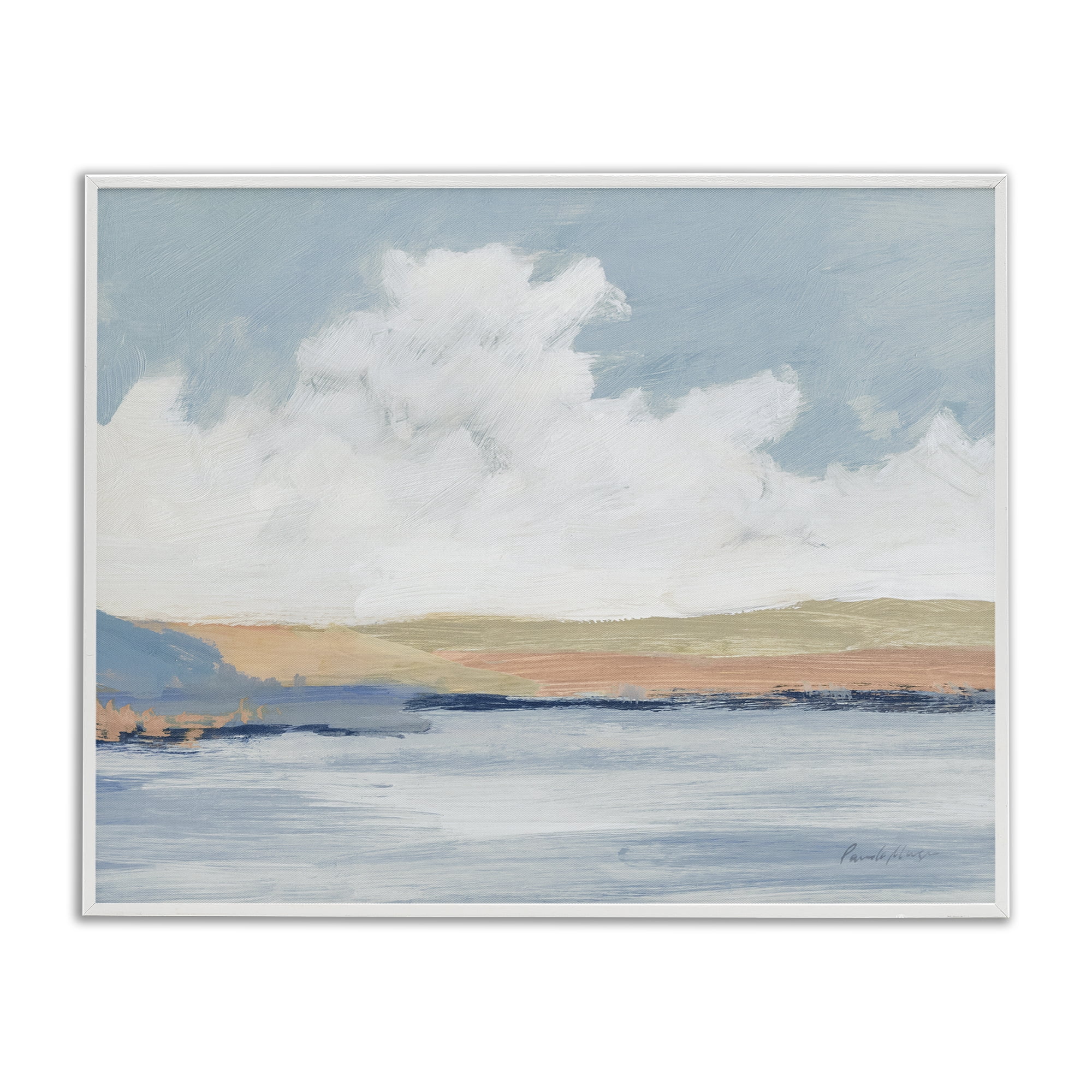 Stupell Industries Pastel River Landscape Landscape & Nature Painting White Framed Art Print Wall Art, 14 x 11