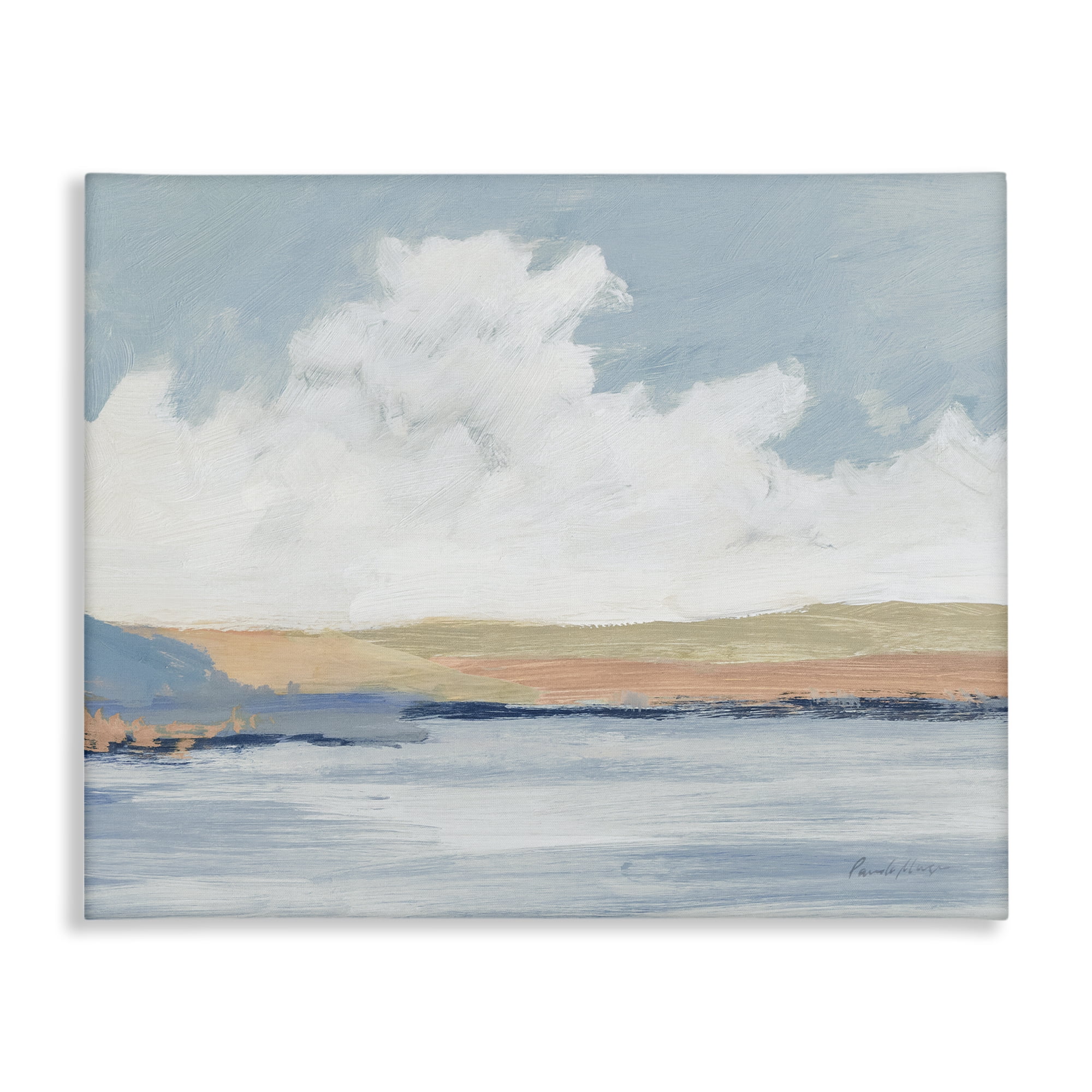 Stupell Industries Pastel River Landscape Landscape & Nature Painting Wrapped Canvas Art Print Wall Art, 48 x 36