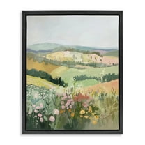 Stupell Industries Pastel Rolling Hills Scene Landscape & Nature Painting Black Floater Framed Canvas Art Print Wall Art, 17 x 21