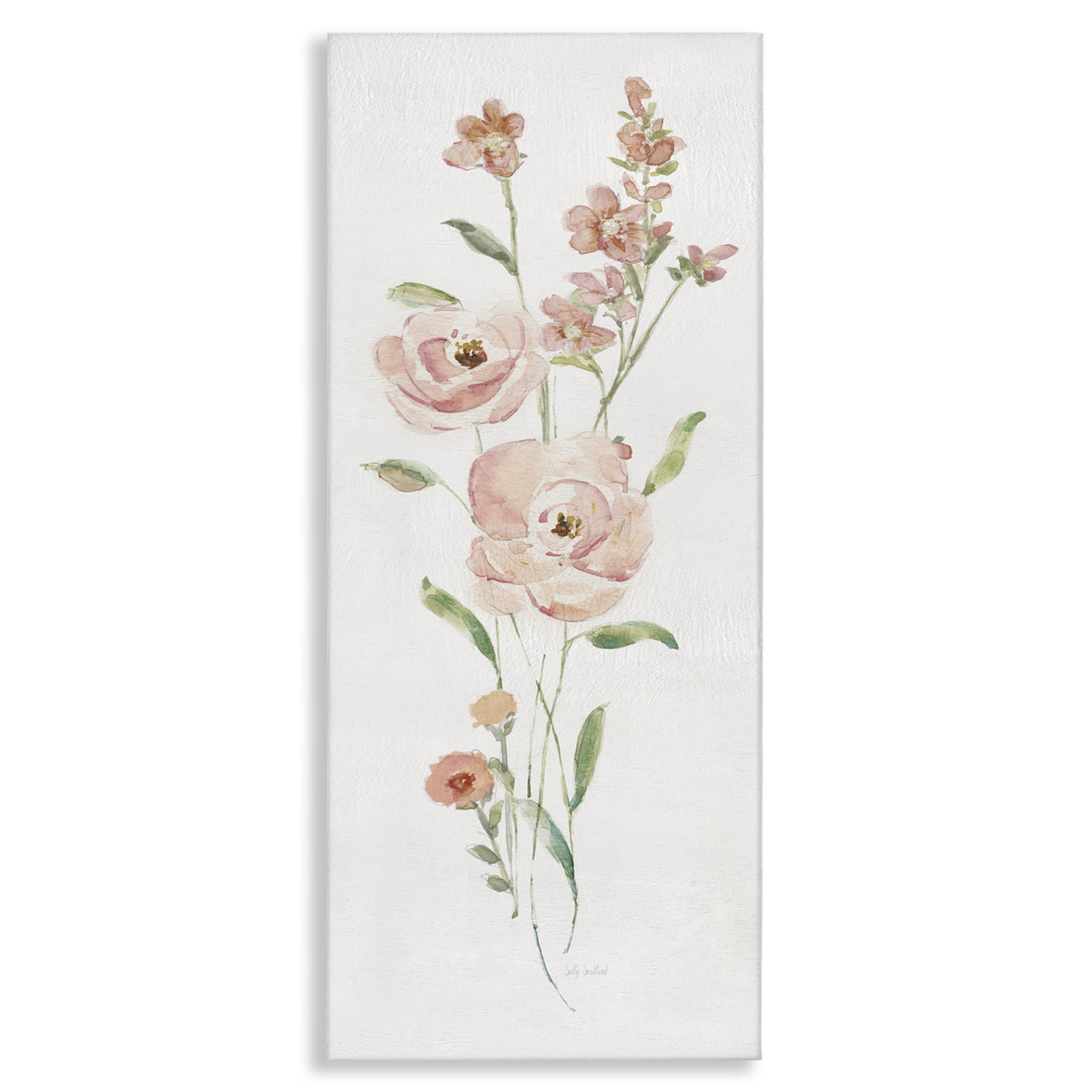Stupell Industries Pastel Rose Sprigs Botanical & Floral Painting Gallery Wrapped Canvas Art Print Wall Art, 20 x 48