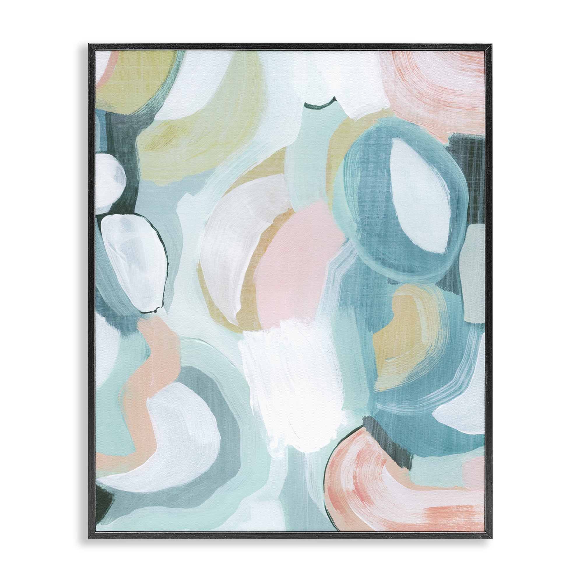 Stupell Industries Pastel Round Forms Abstract Painting Black Framed Art Print Wall Art, 16 x 20