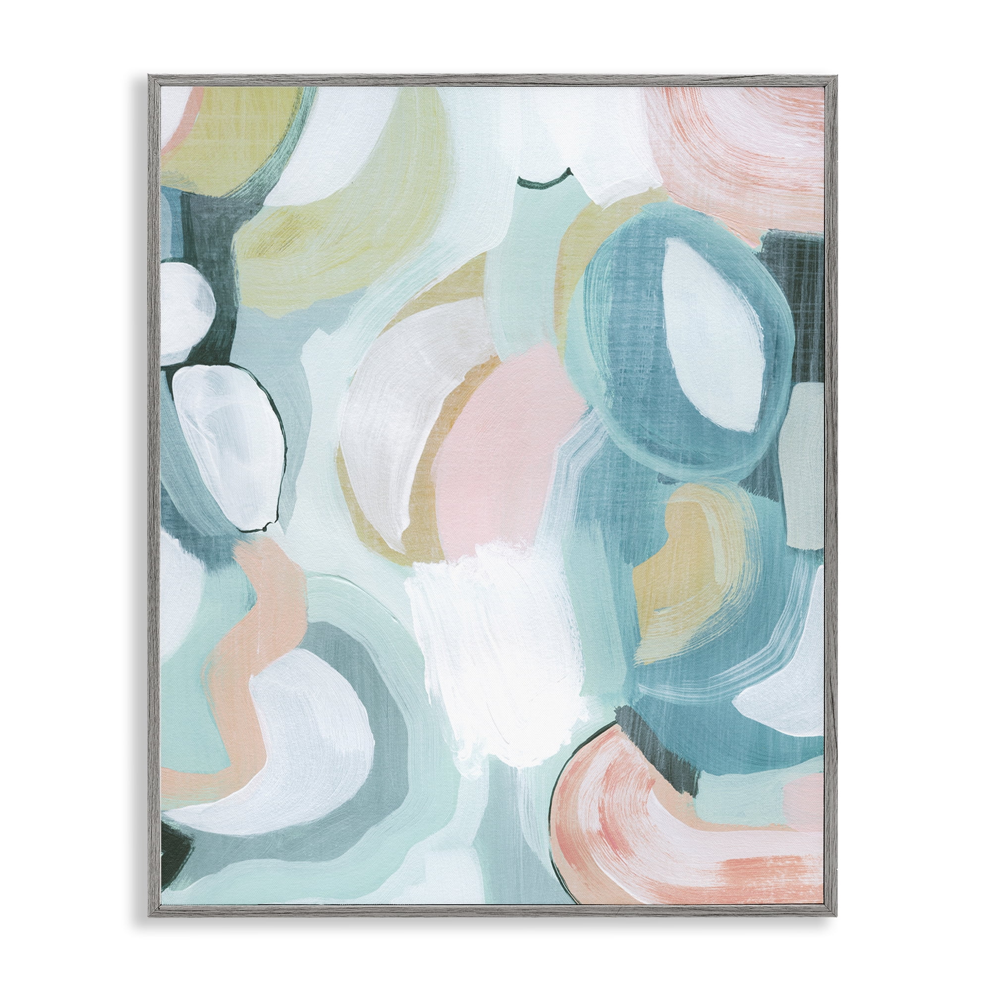 Stupell Industries Pastel Round Forms Abstract Painting Gray Framed Art Print Wall Art, 16 x 20