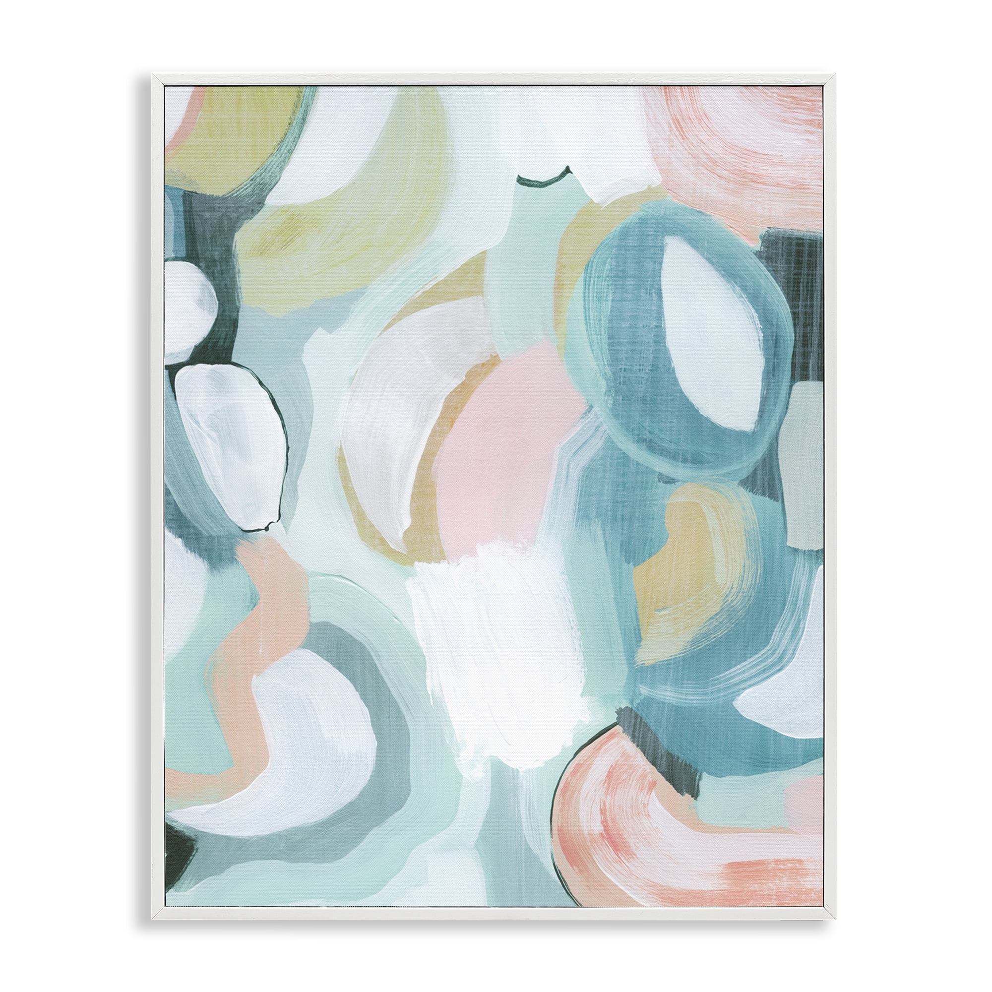 Stupell Industries Pastel Round Forms Abstract Painting White Framed Art Print Wall Art, 24 x 30