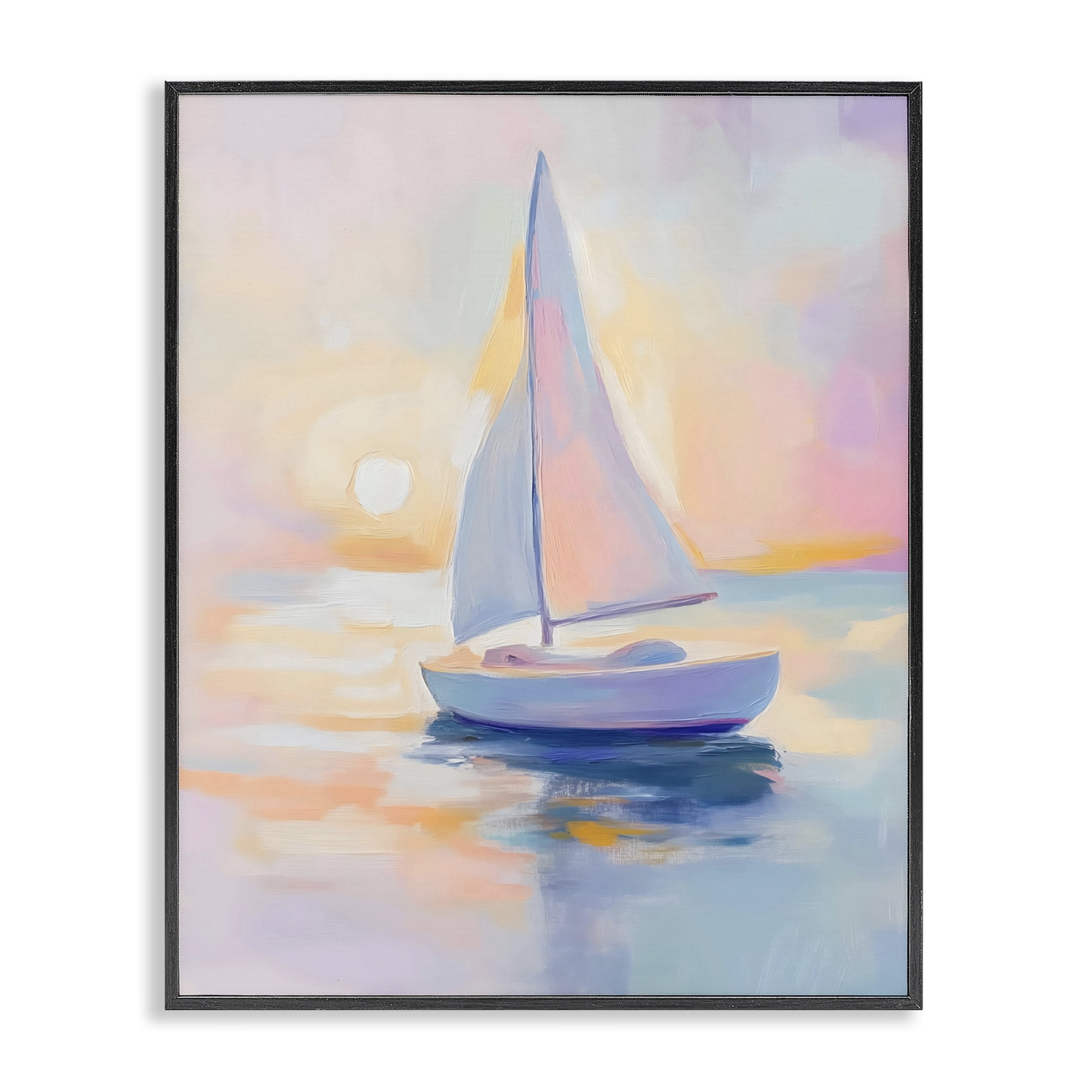 Stupell Industries Pastel Sailboat Toward Pink Horizon Black Framed Giclee Art, design by The Prints Vibe