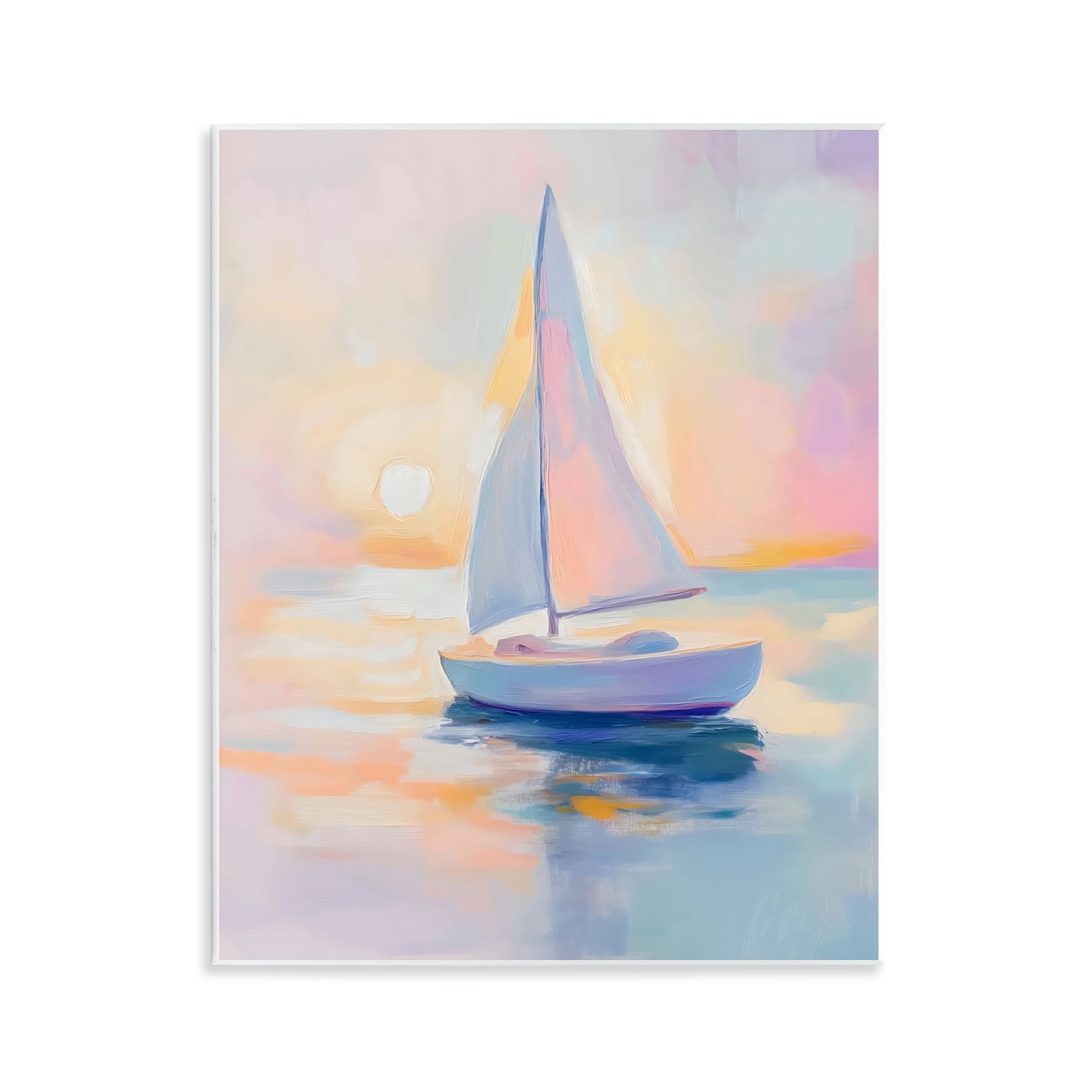 Stupell Industries Pastel Sailboat Toward Pink Horizon Wall Plaque Art, design by The Prints Vibe
