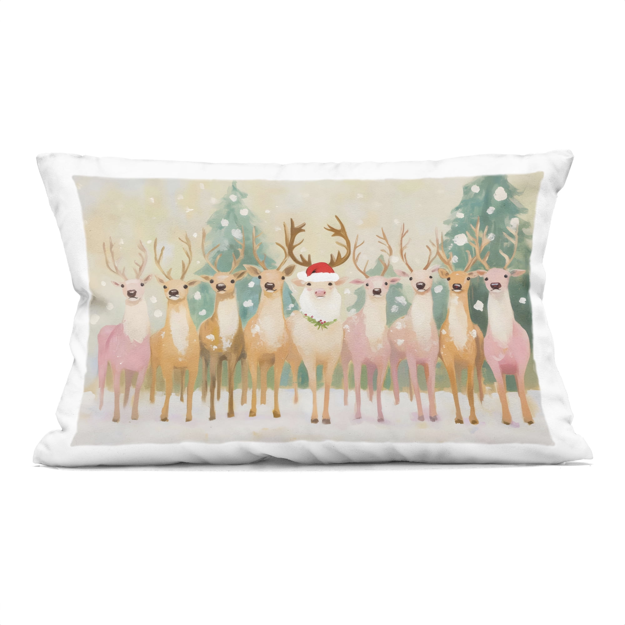 Stupell Industries Pastel Santa's Reindeer Decorative Printed Throw Pillow, design by Arlington Prints