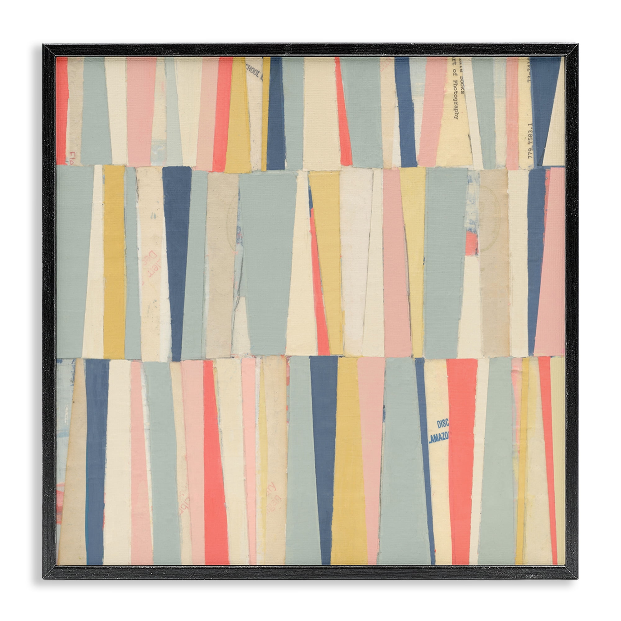 Stupell Industries Pastel Shapes Collage Abstract Painting Black Framed Art Print Wall Art, 24 x 24