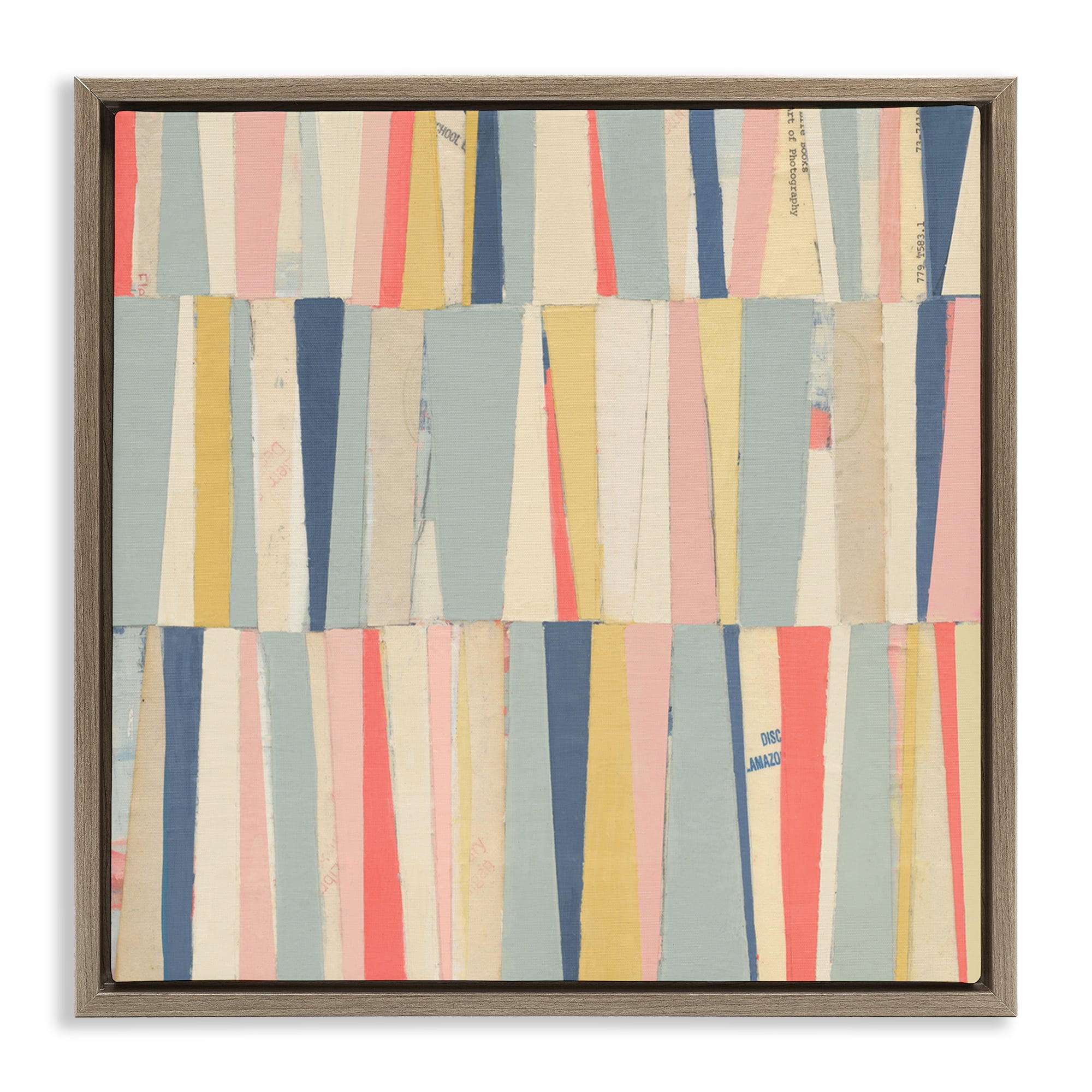Stupell Industries Pastel Shapes Collage Abstract Painting Brown Floater Framed Canvas Art Print Wall Art, 18 x 18