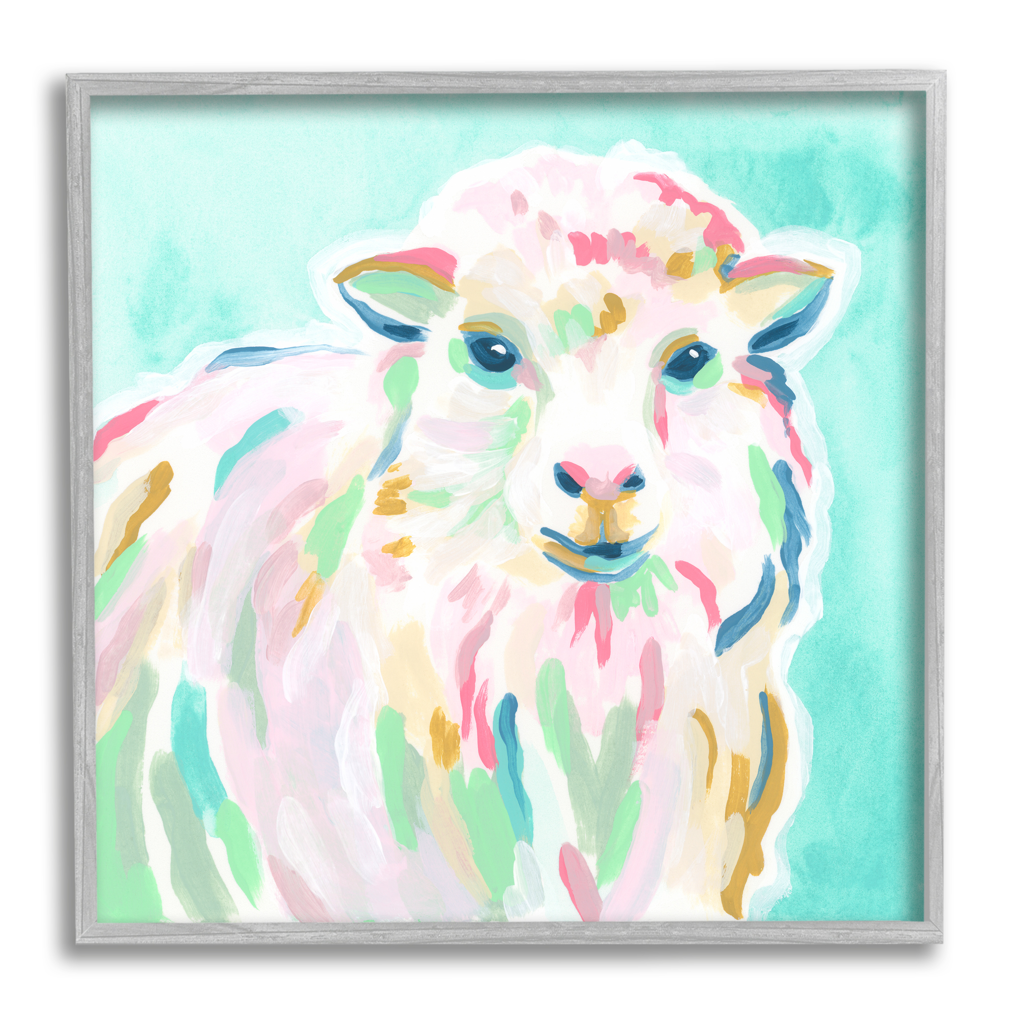 Stupell Industries Pastel Sheep Painting Animals \u0026 Insects Painting Gray  Framed Art Print Wall Art, 24 x 24 - Walmart.com, image size:2000x2000