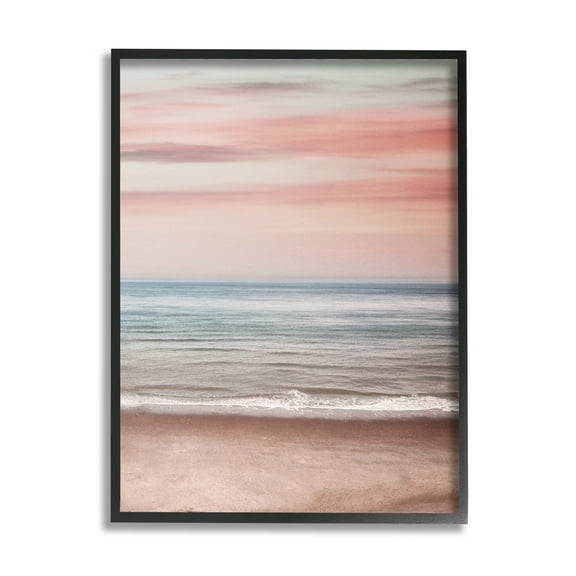 Stupell Industries Pastel Shore Sunset Landscape Painting Black Framed Art Print Wall Art, 11 x 14
