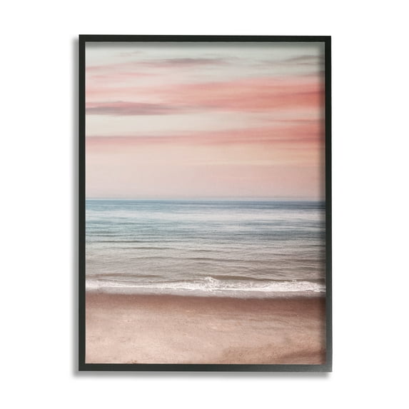 Stupell Industries Pastel Shore Sunset Landscape Painting Black Framed Art Print Wall Art, 24 x 30