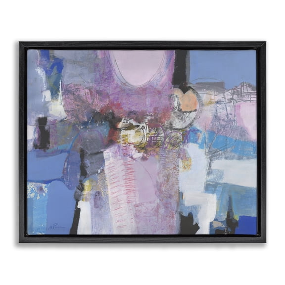 Stupell Industries Pastel Simpatia Abstract Black Framed Floater Canvas Wall Art design by Maurizio Piovan, 25 x 31