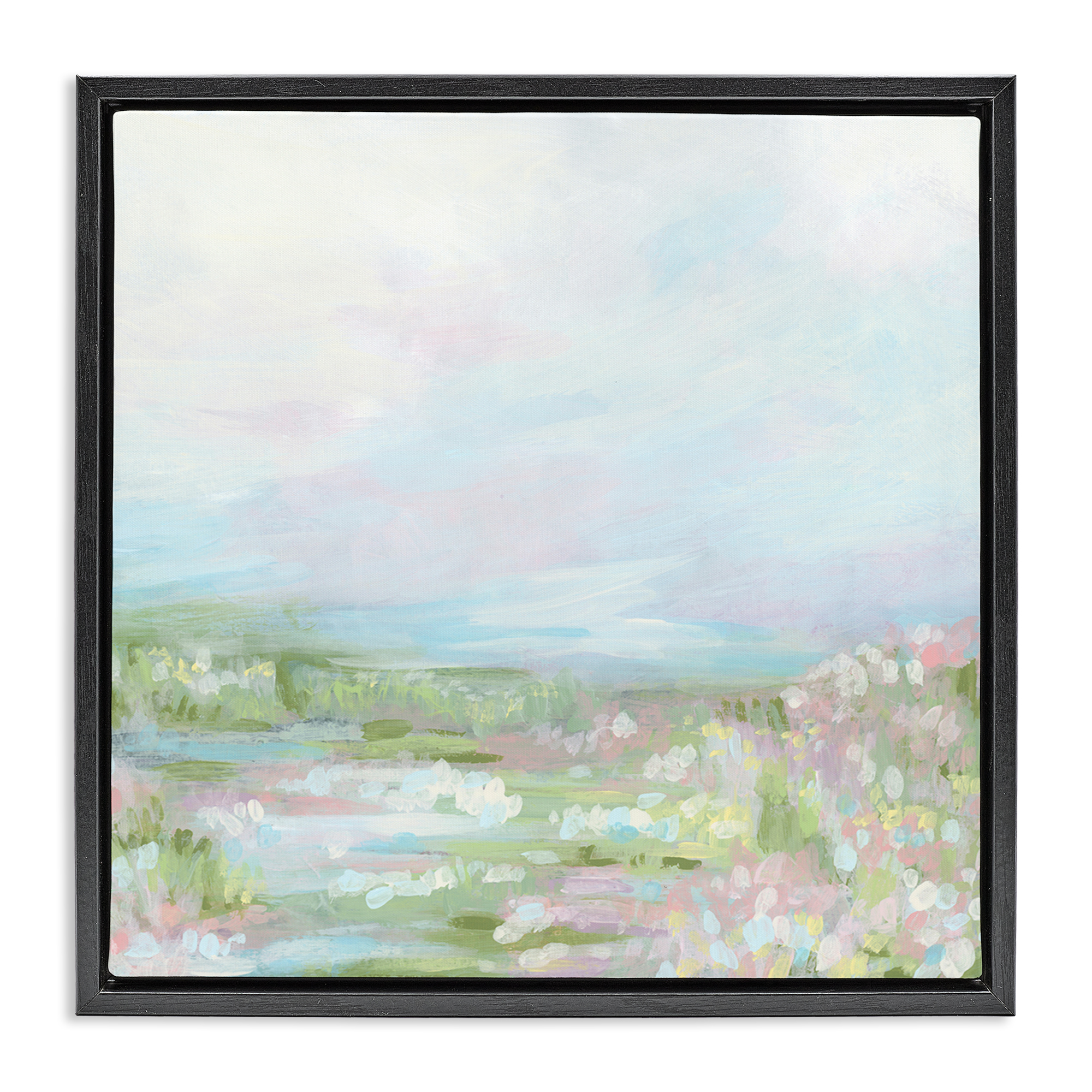 Stupell Industries Pastel Soft Landscape Landscape & Nature Painting Black Floater Framed Canvas Art Print Wall Art, 18 x 18