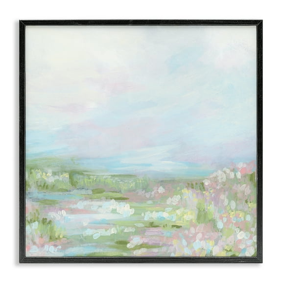 Stupell Industries Pastel Soft Landscape Landscape & Nature Painting Black Framed Art Print Wall Art, 12 x 12