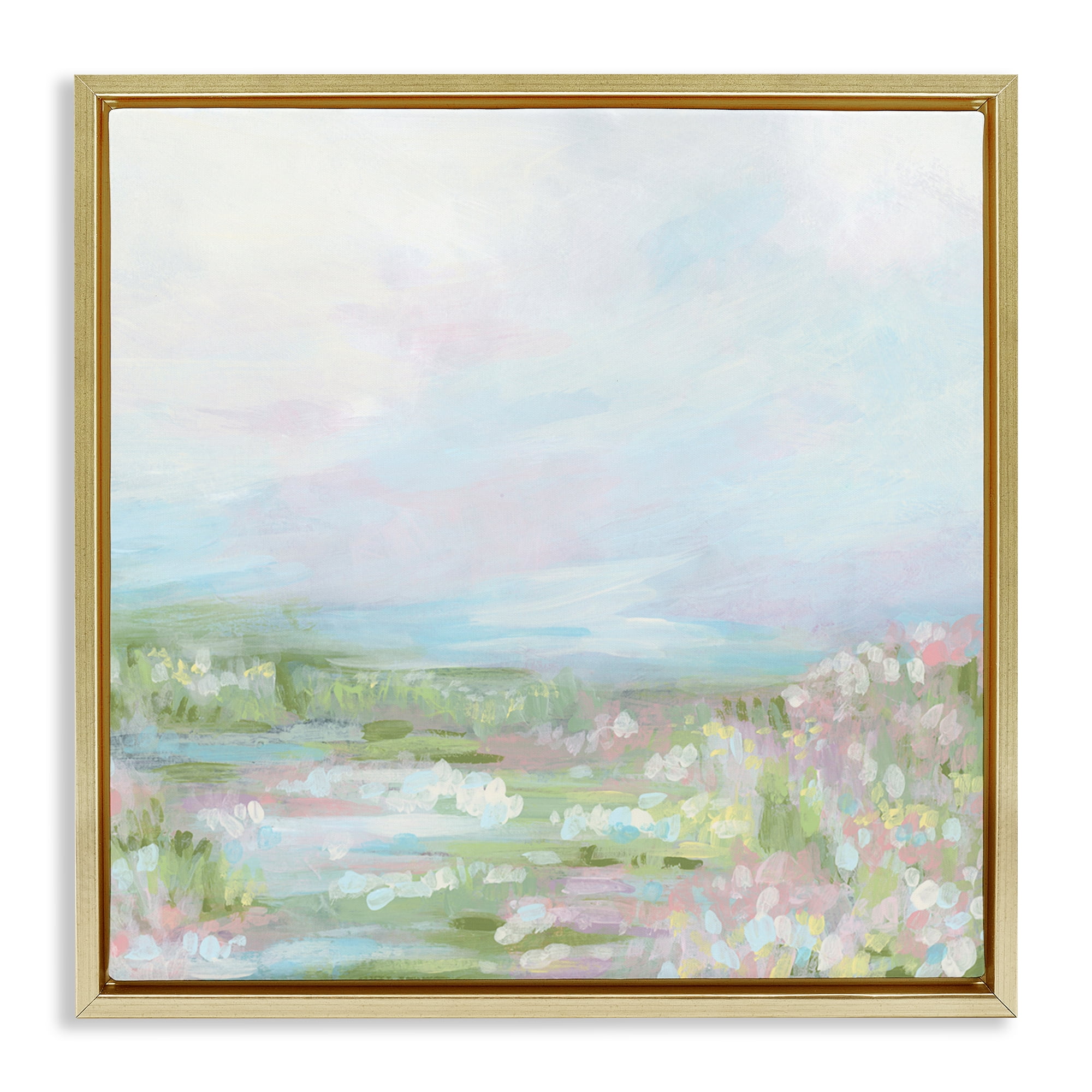 Stupell Industries Pastel Soft Landscape Landscape & Nature Painting Gold Floater Framed Canvas Art Print Wall Art, 18 x 18