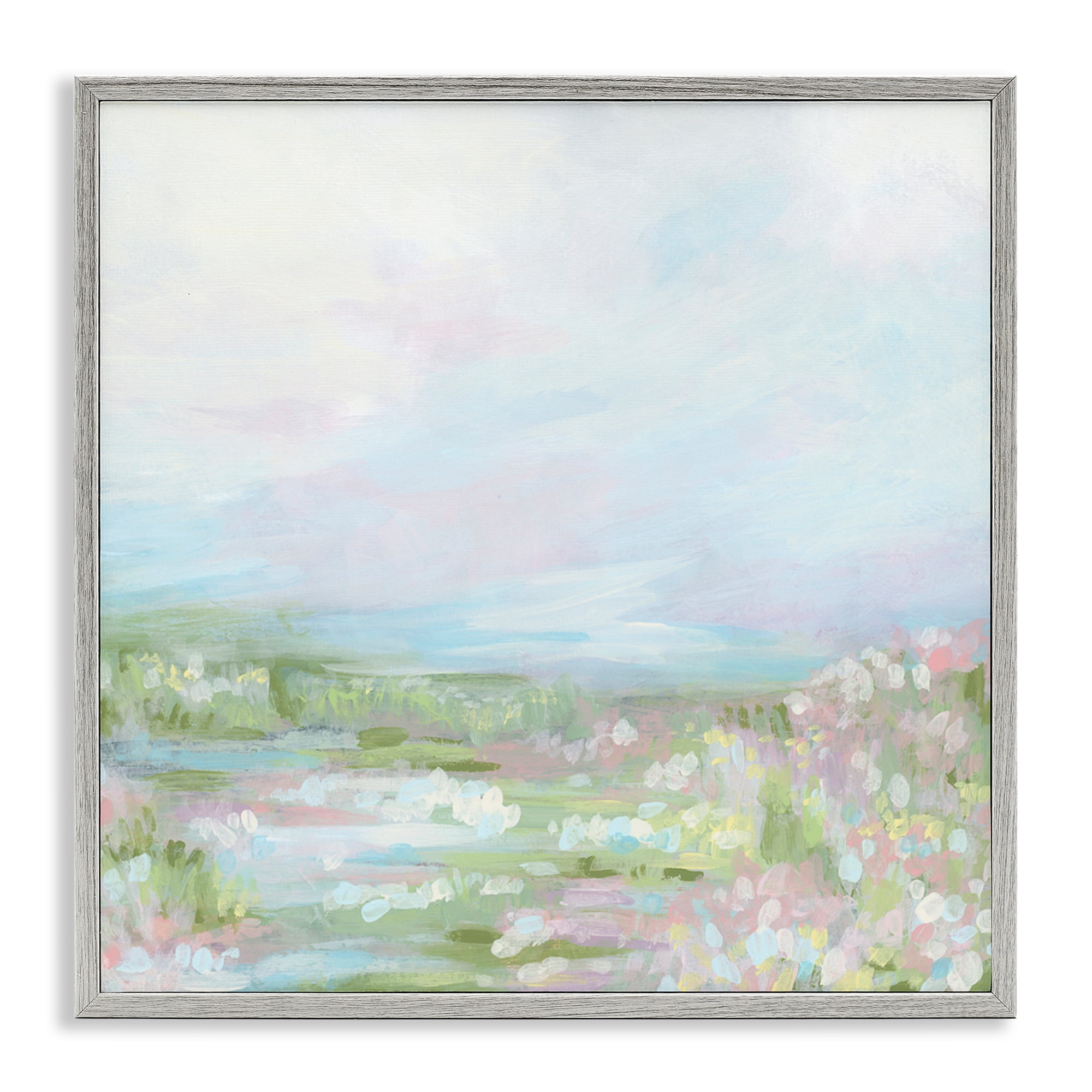 Stupell Industries Pastel Soft Landscape Landscape & Nature Painting Gray Framed Art Print Wall Art, 12 x 12