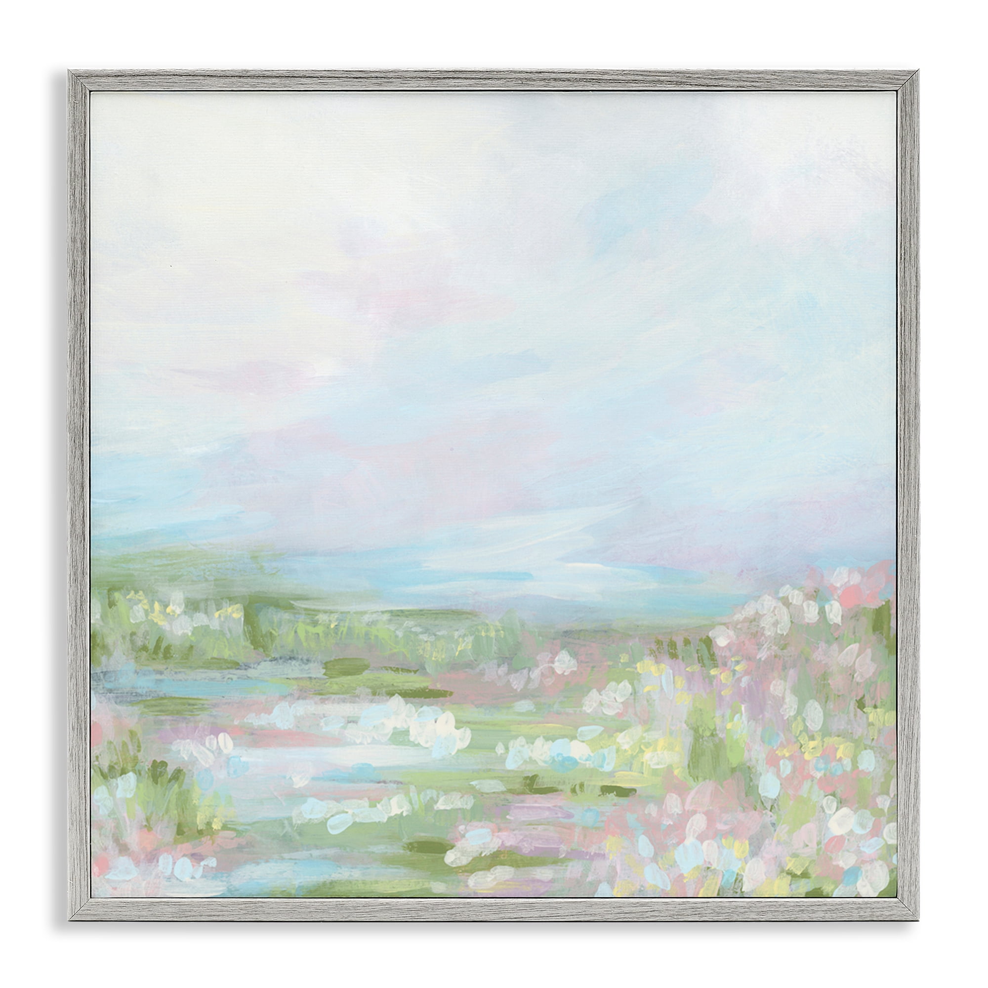 Stupell Industries Pastel Soft Landscape Landscape & Nature Painting Gray Framed Art Print Wall Art, 17 x 17