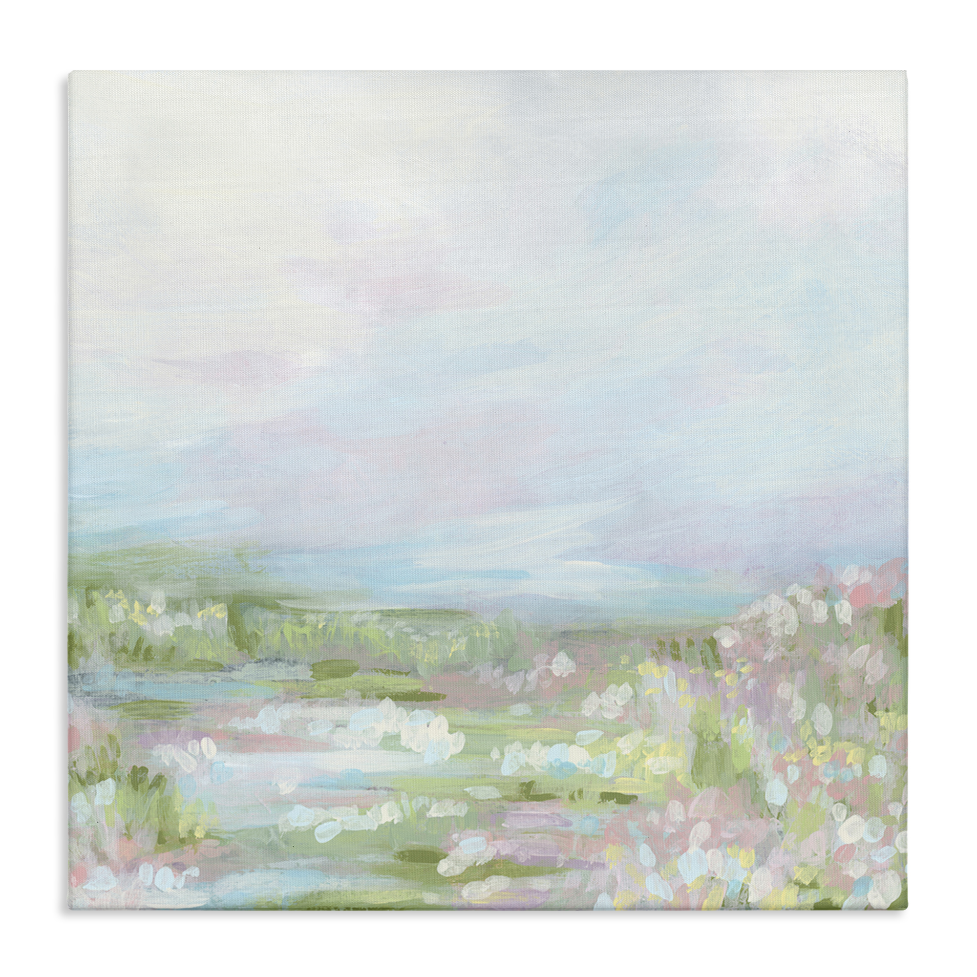 Stupell Industries Pastel Soft Landscape Landscape & Nature Painting Wrapped Canvas Art Print Wall Art, 17 x 17
