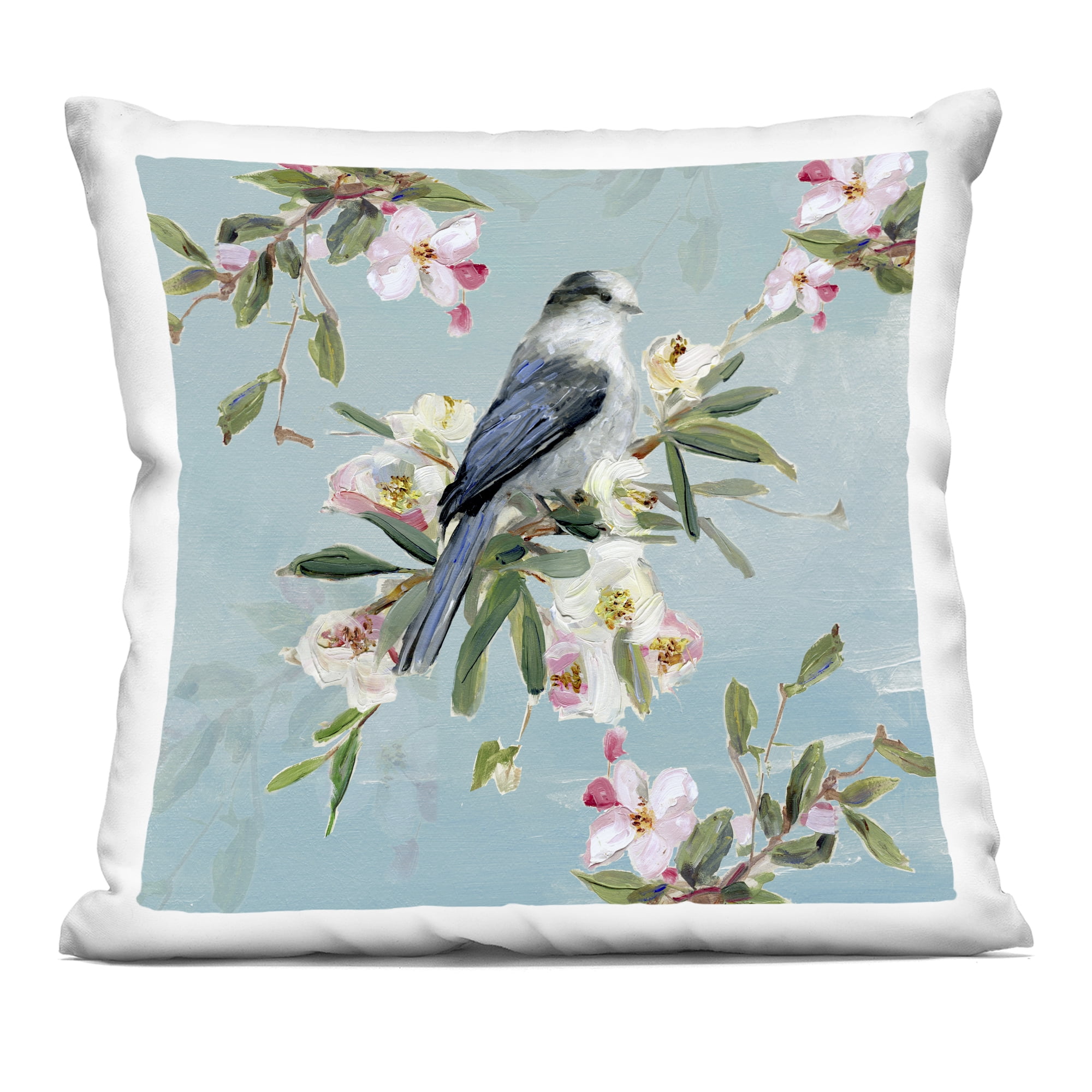 Stupell Industries Pastel Songbird Among Blossoms Decorative Printed Throw Pillow, design by Sally Swatland, 18 x 7 x 18