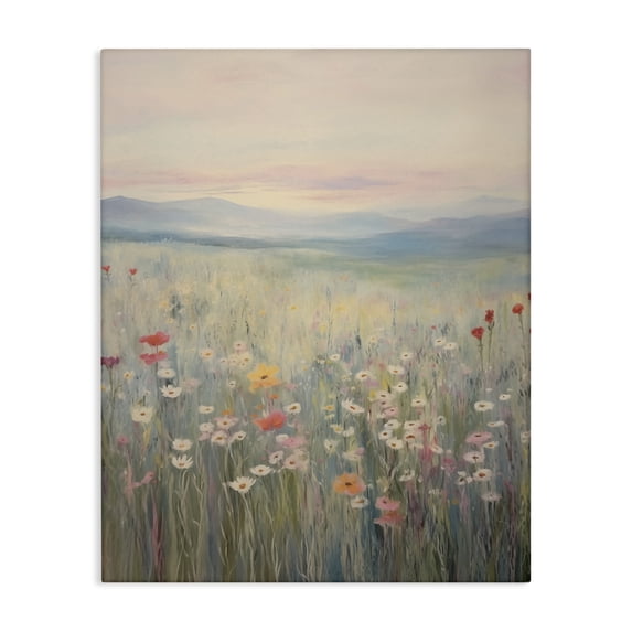 Stupell Industries Pastel Spring Floral Meadow Landscape & Nature Painting Wrapped Canvas Art Print Wall Art, 30 x 40