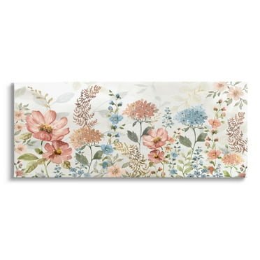 Stupell Industries Pastel Spring Florals Botanical & Floral Painting Gallery Wrapped Canvas Art Print Wall Art, 24 x 10