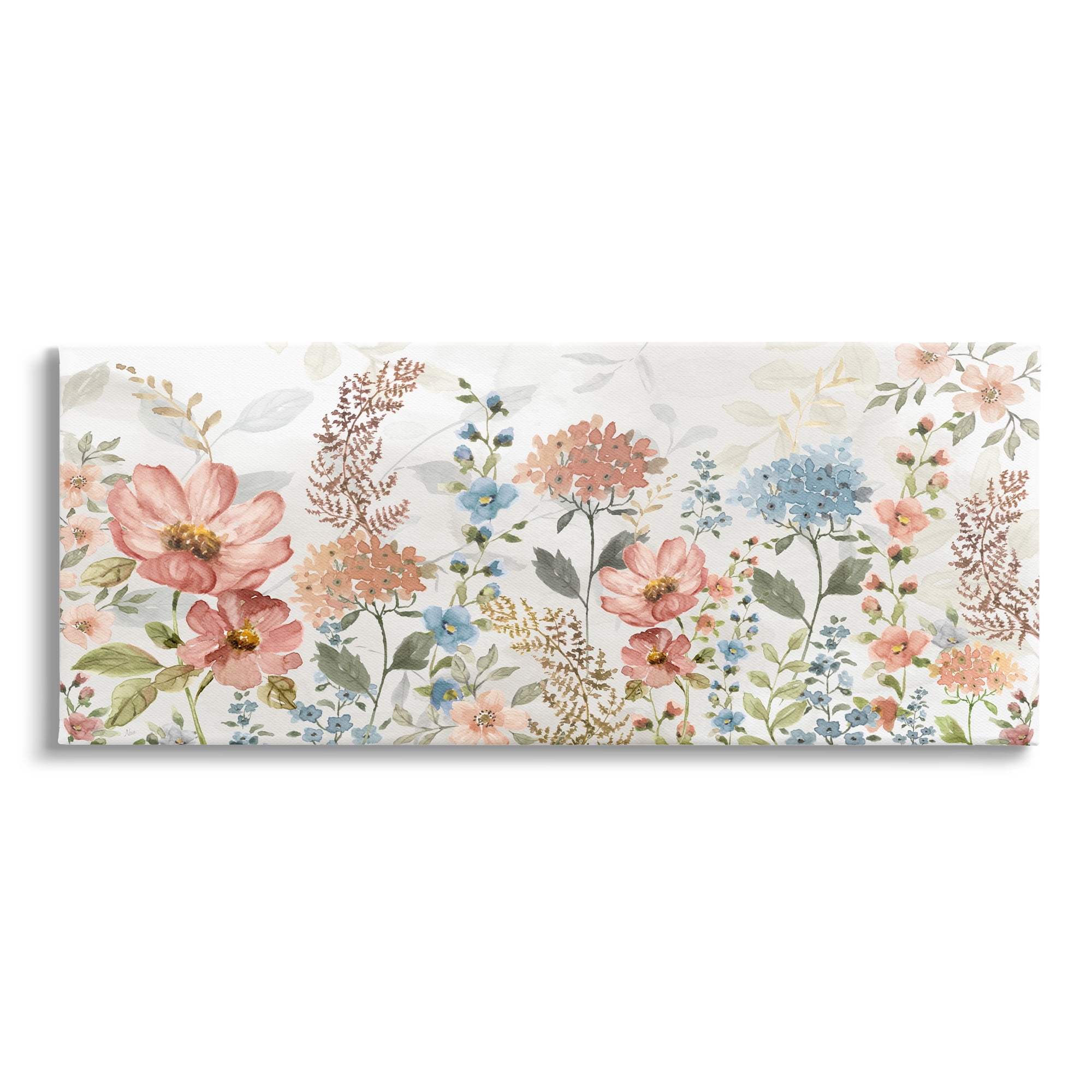 Stupell Industries Pastel Spring Florals Botanical & Floral Painting Gallery Wrapped Canvas Art Print Wall Art, 30 x 13