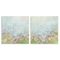 Stupell Industries Pastel Spring Flower Field Abstract Painting Wrapped Canvas Art Print Wall Art, 17 x 17, Set of 2