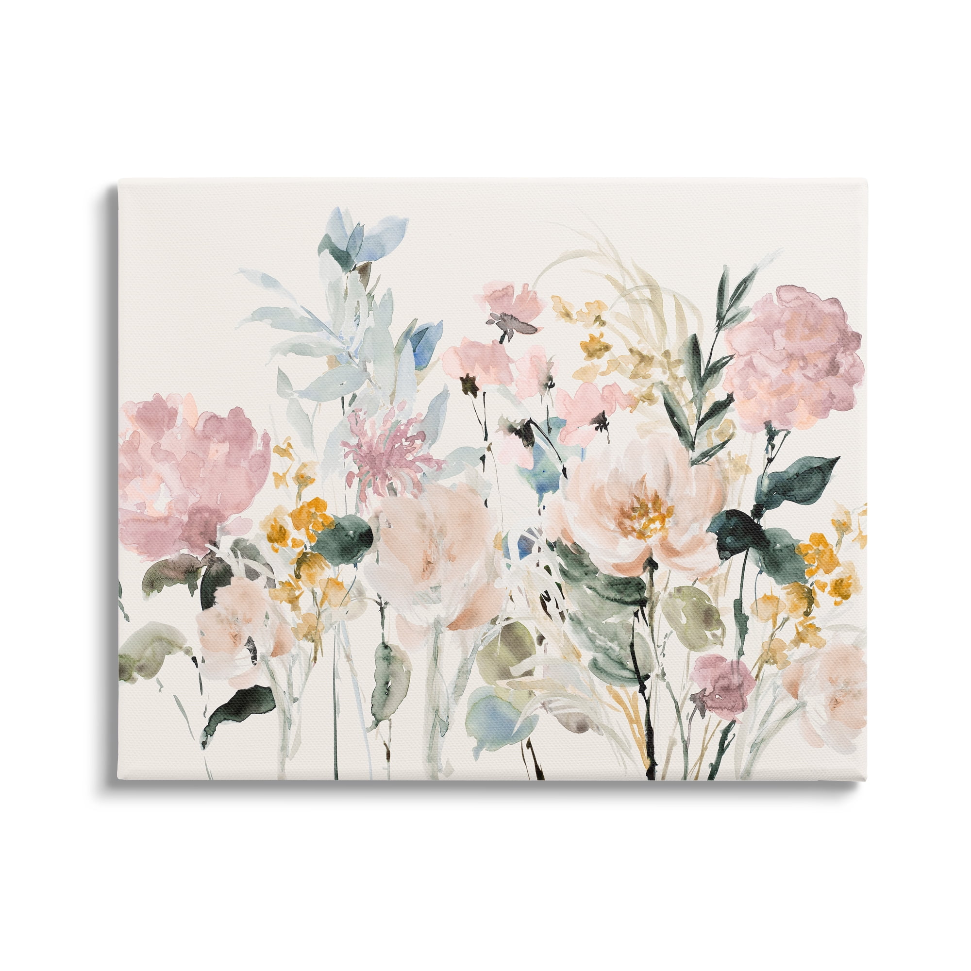 Stupell Industries Pastel Spring Flowers Botanical & Floral Painting Gallery Wrapped Canvas Art Print Wall Art, 40 x 30