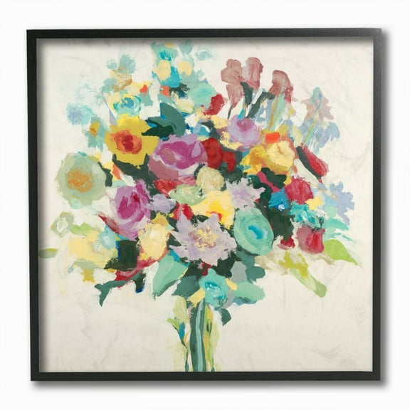 Stupell Industries Pastel Spring Seasonal Floral Bouquet Flower Painting Framed Wall Art Design by Third and Wall, 12" x 12", Black Framed