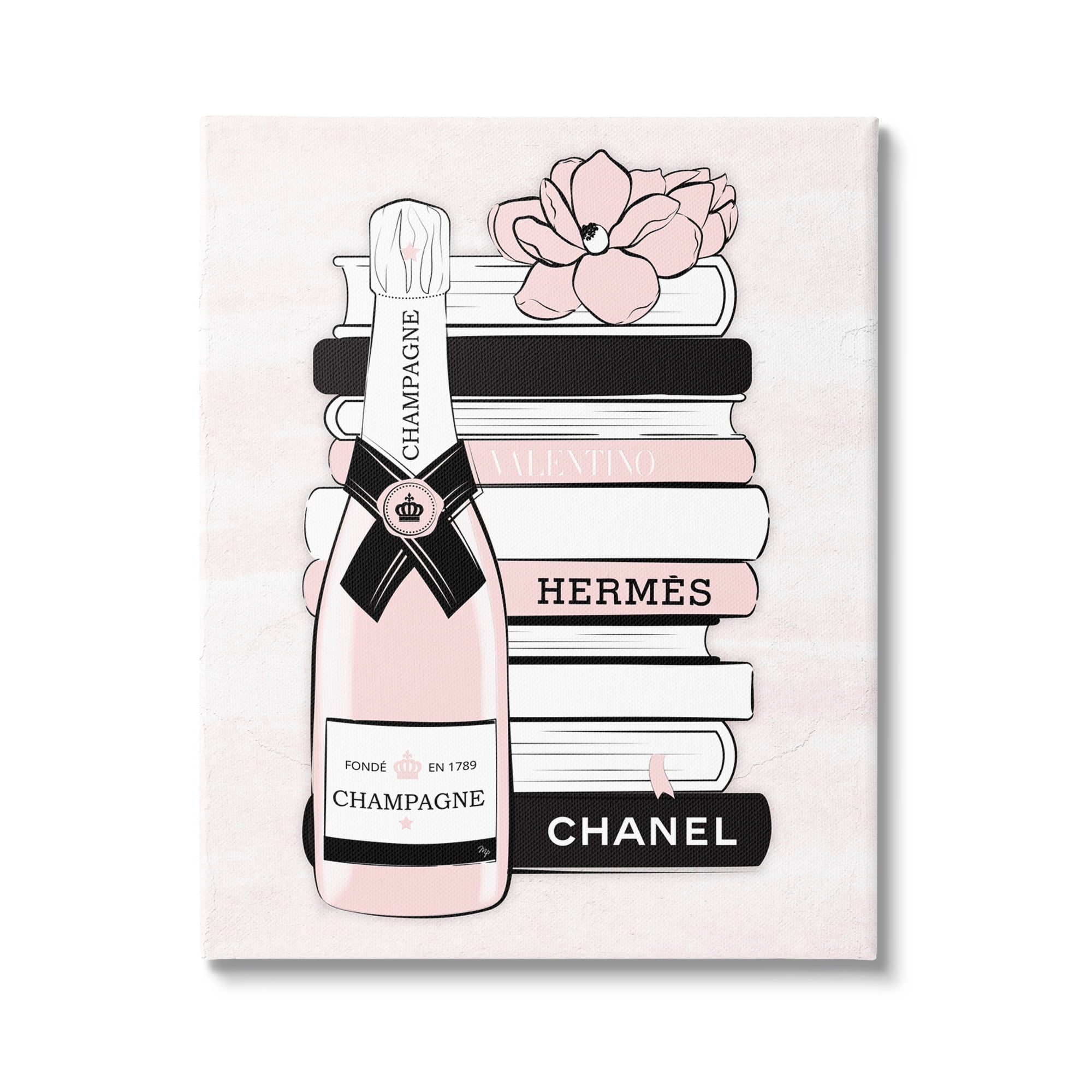 Stupell Industries Pastel Stacked Books Champagne Polished Glam Emblem Graphic Art Gallery Wrapped Canvas Print Wall Art, Design by Martina Pavlova