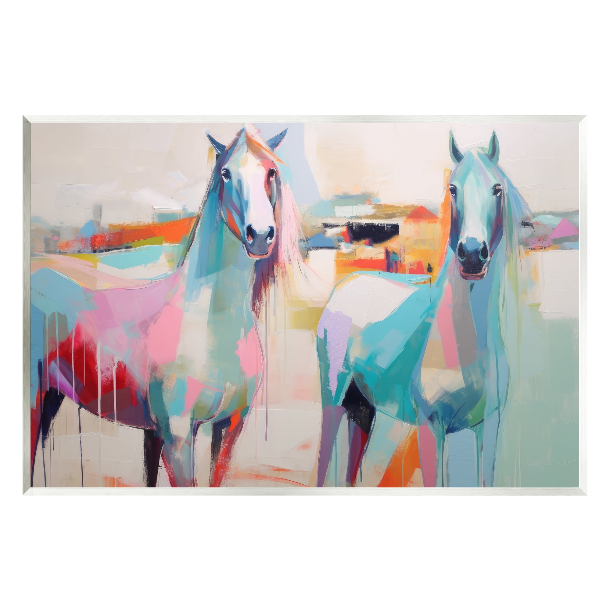 Stupell Industries Pastel Stallions Duo Animals & Insects Painting Unframed Art Print Wall Art, 19 x 13