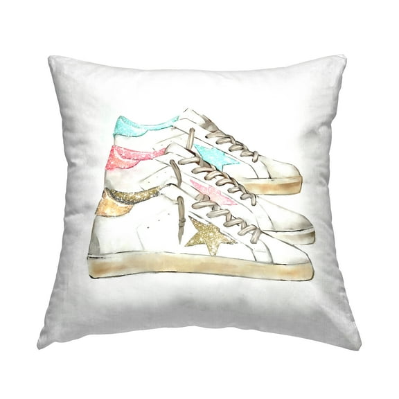 Stupell Industries Pastel Star Shape Fashion Sneakers Square Decorative Printed Throw Pillow, 18 x 18,