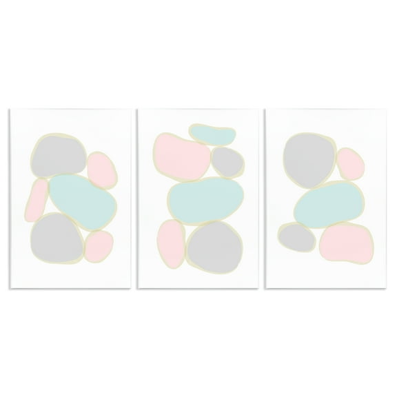 Stupell Industries Pastel Stones on White Abstract Painting Unframed Art Print Wall Art, 10 x 15, Set of 3