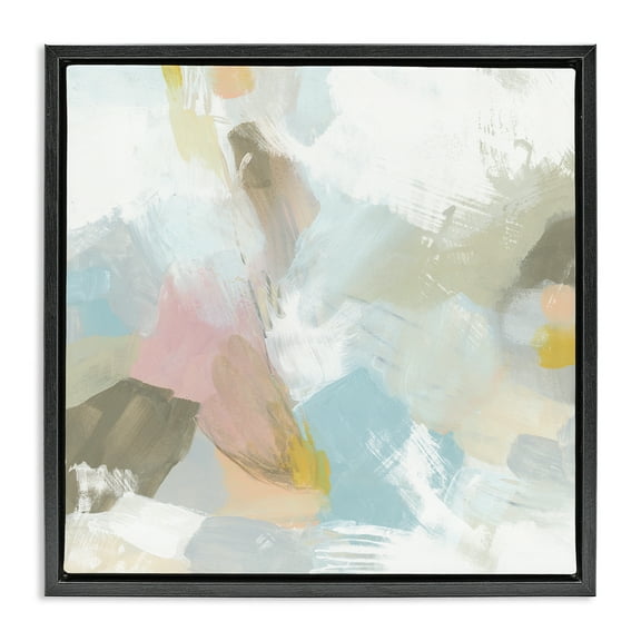Stupell Industries Pastel Streaks on White Abstract Painting Black Floater Framed Canvas Art Print Wall Art, 18 x 18