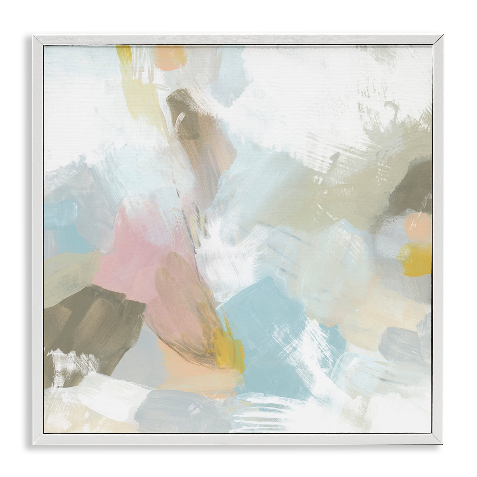 Stupell Industries Pastel Streaks on White Abstract Painting White Framed Art Print Wall Art, 12 x 12
