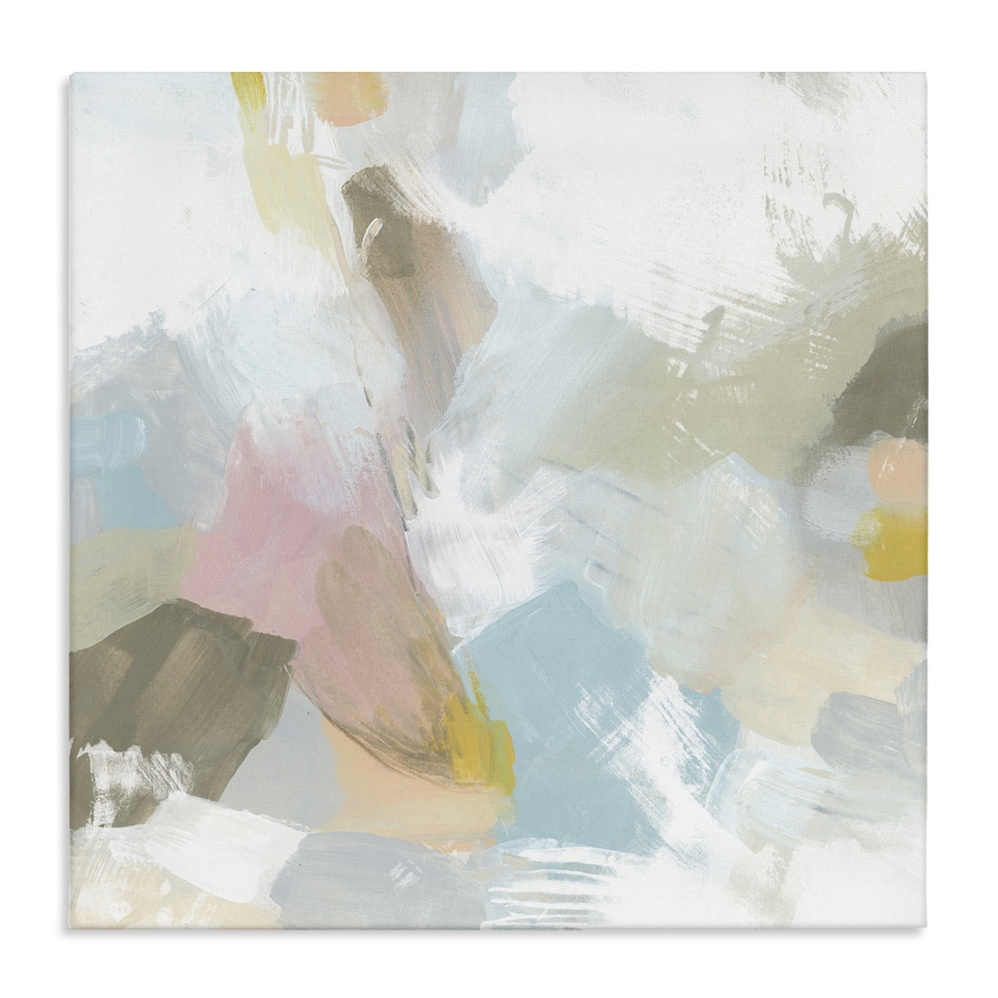 Stupell Industries Pastel Streaks on White Abstract Painting Wrapped Canvas Art Print Wall Art, 24 x 24