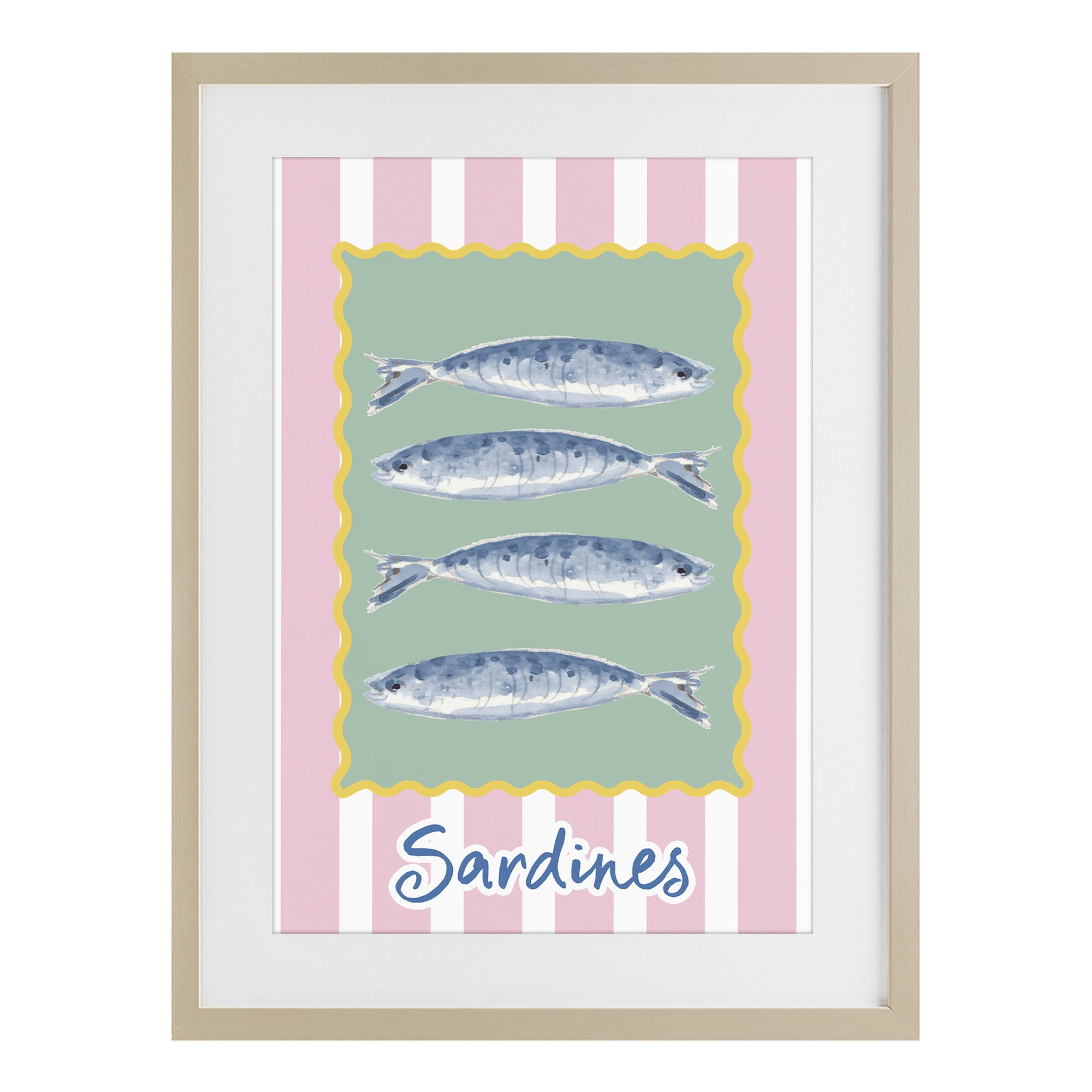 Stupell Industries Pastel Striped Sardines Birch Framed Print Under Glass, design by Patricia Pinto