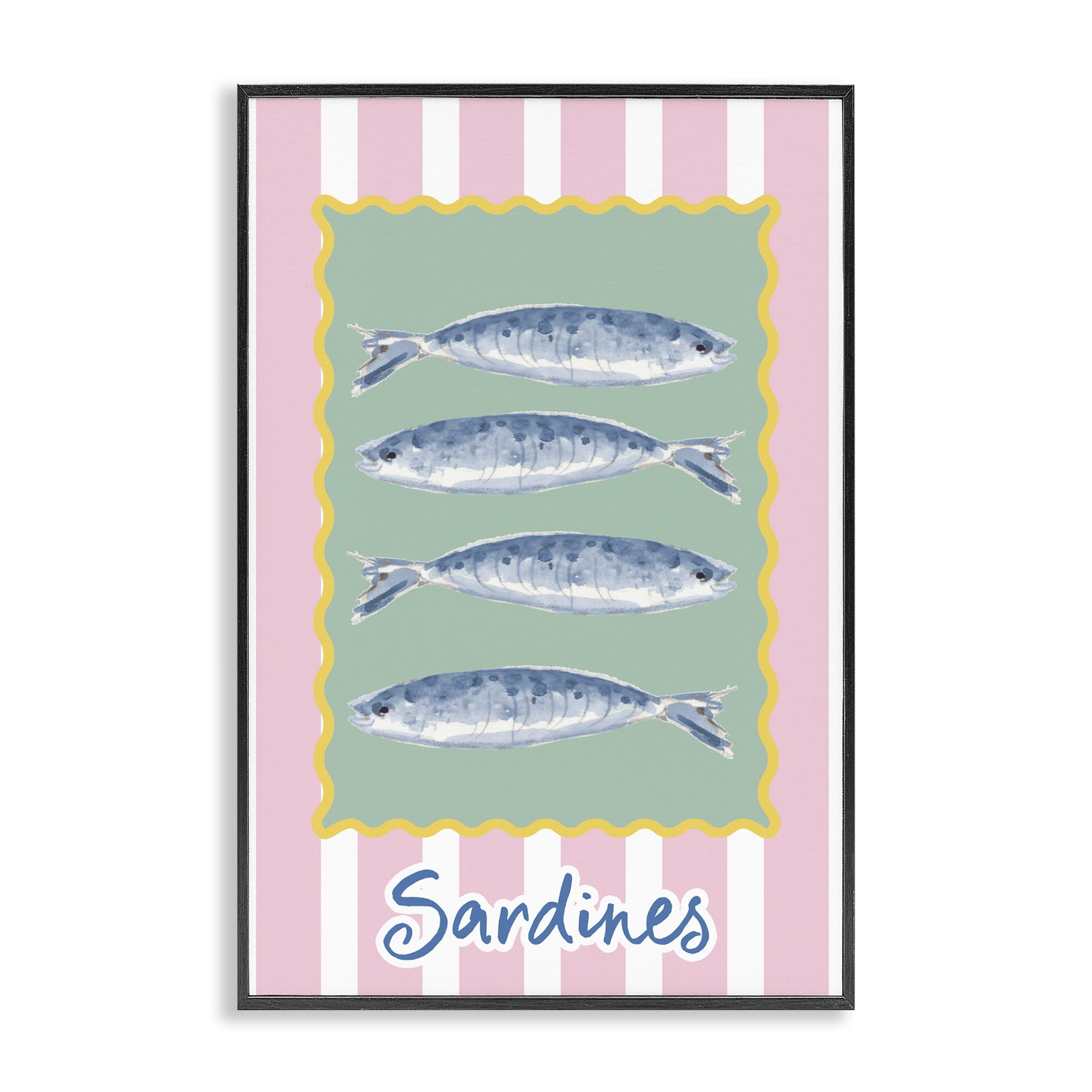 Stupell Industries Pastel Striped Sardines Black Framed Giclee Art, design by Patricia Pinto