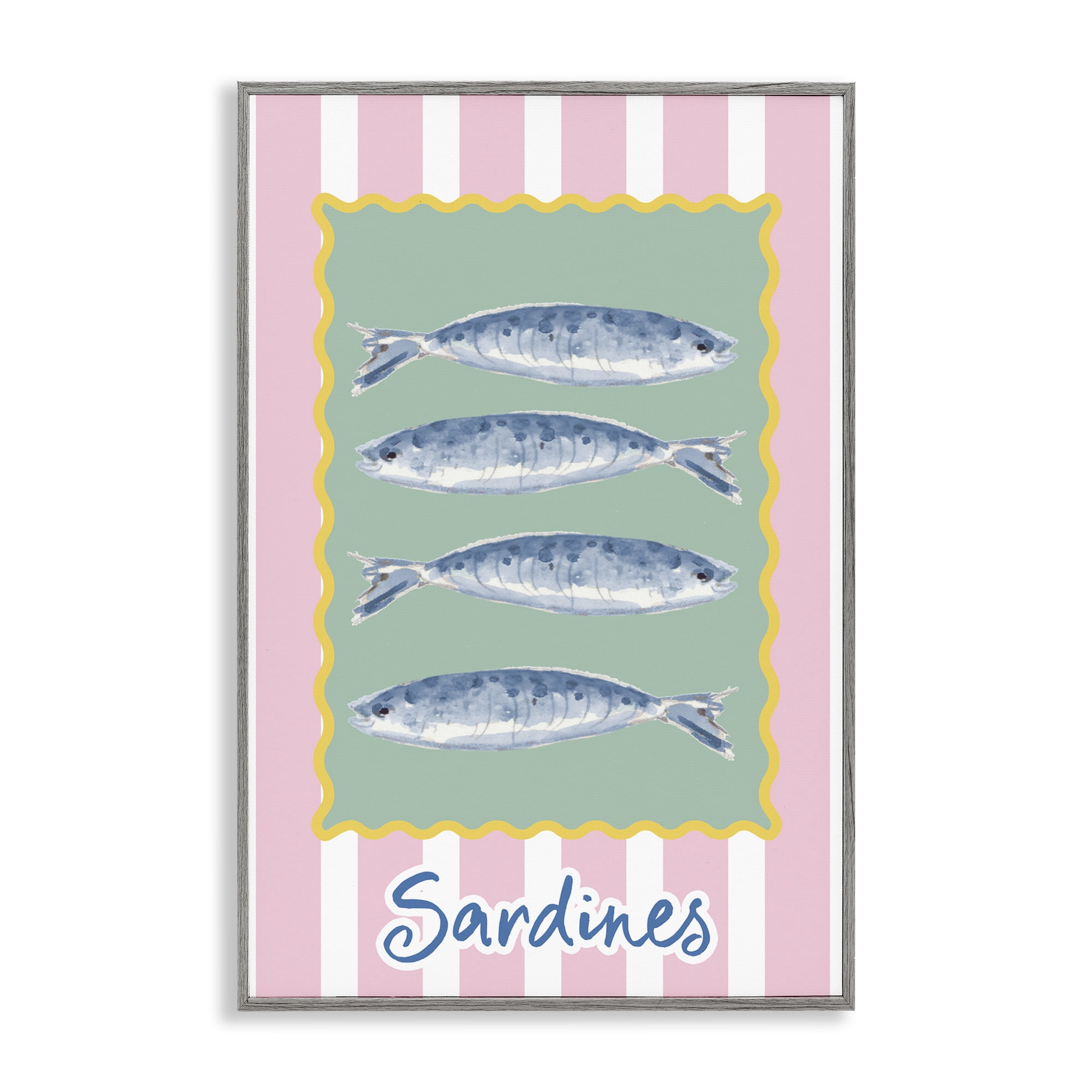 Stupell Industries Pastel Striped Sardines Gray Framed Giclee Art, design by Patricia Pinto