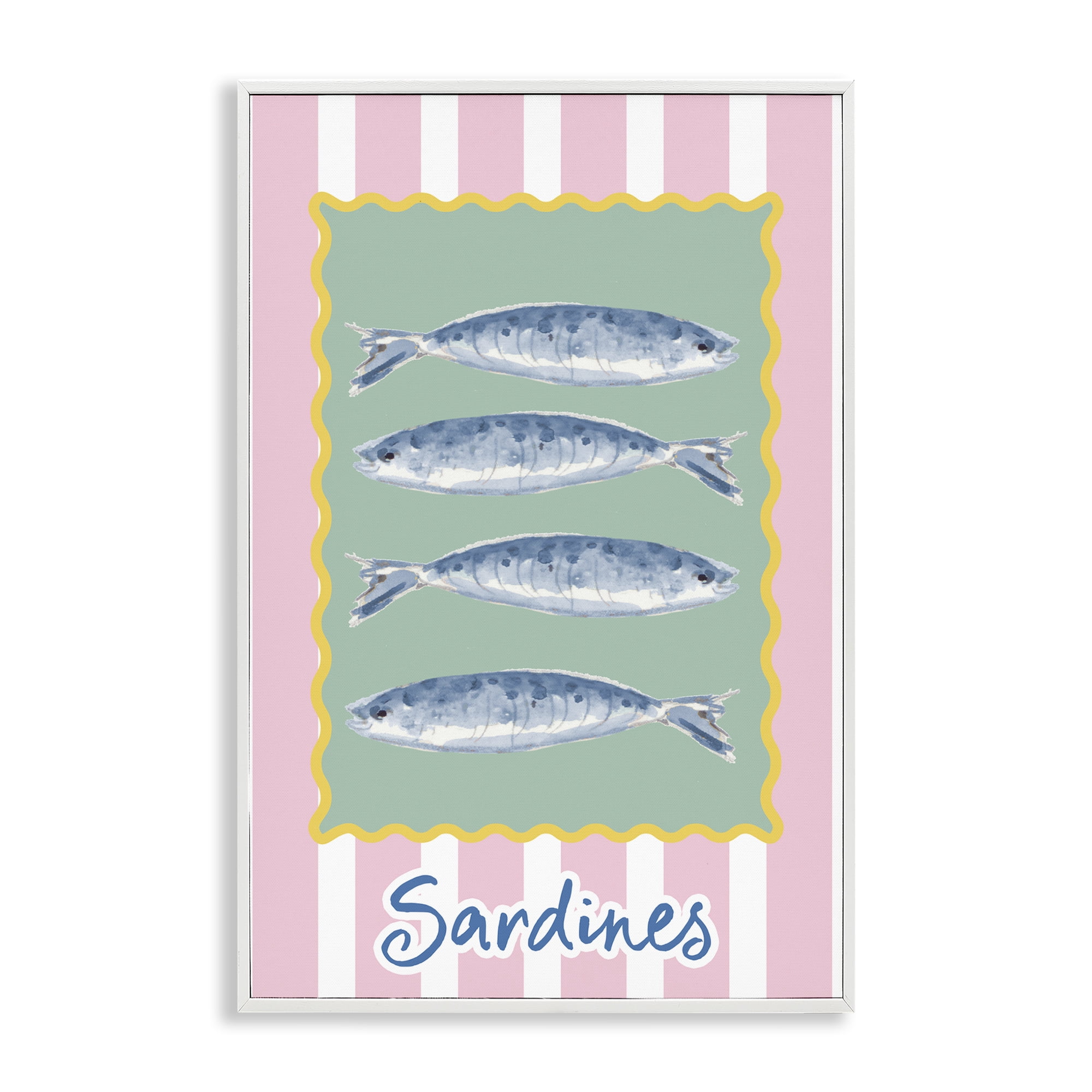 Stupell Industries Pastel Striped Sardines White Framed Giclee Art, design by Patricia Pinto