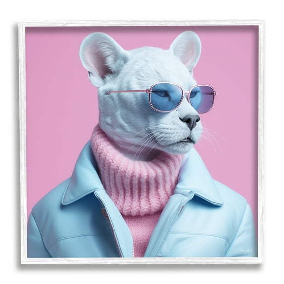 Stupell Industries Pastel Stylish Panther Animals & Insects Painting White Framed Art Print Wall Art, 24 x 24