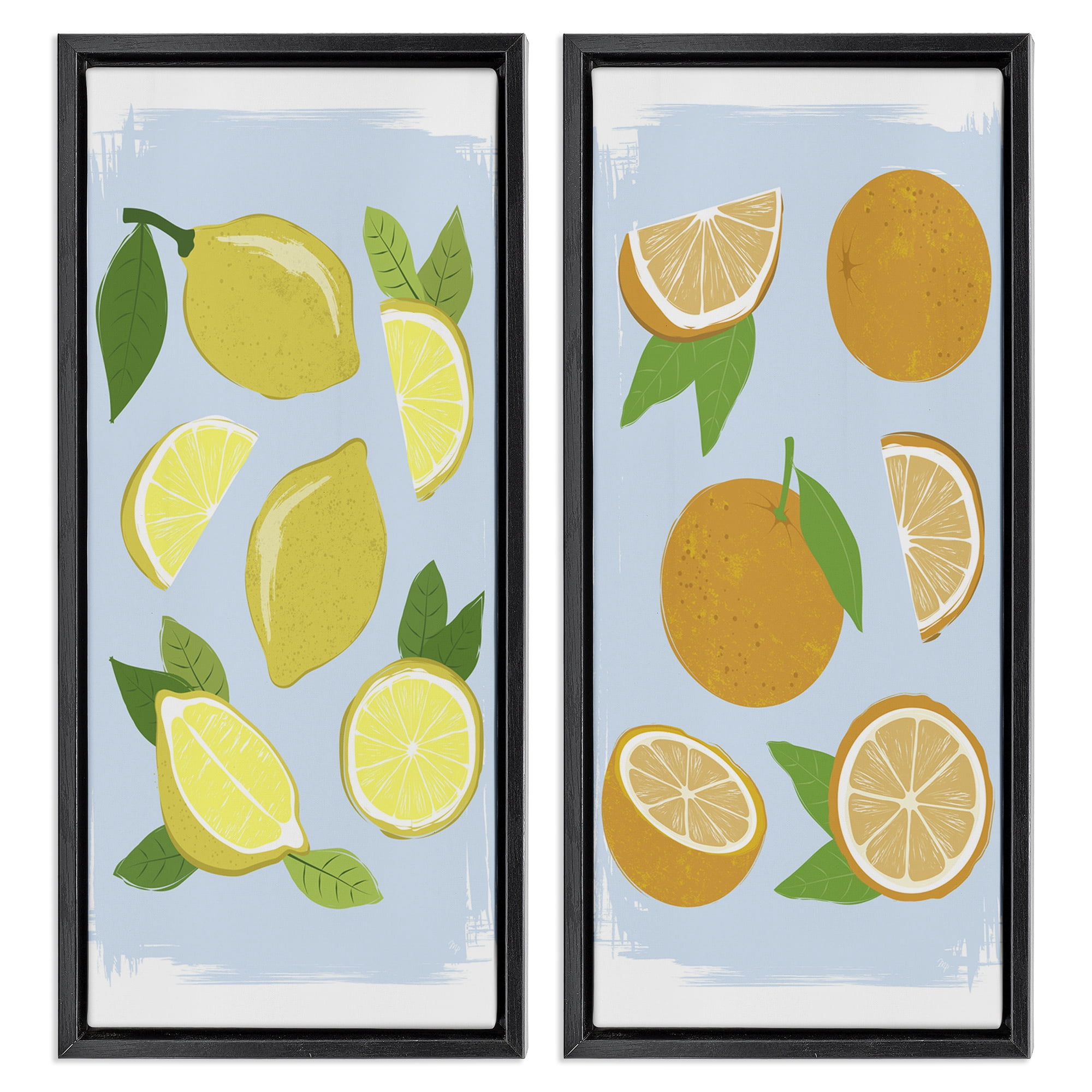 Stupell Industries Pastel Summer Citrus Fruits 2 Piece Black Framed Floater Canvas Set, design by Martina Pavlova