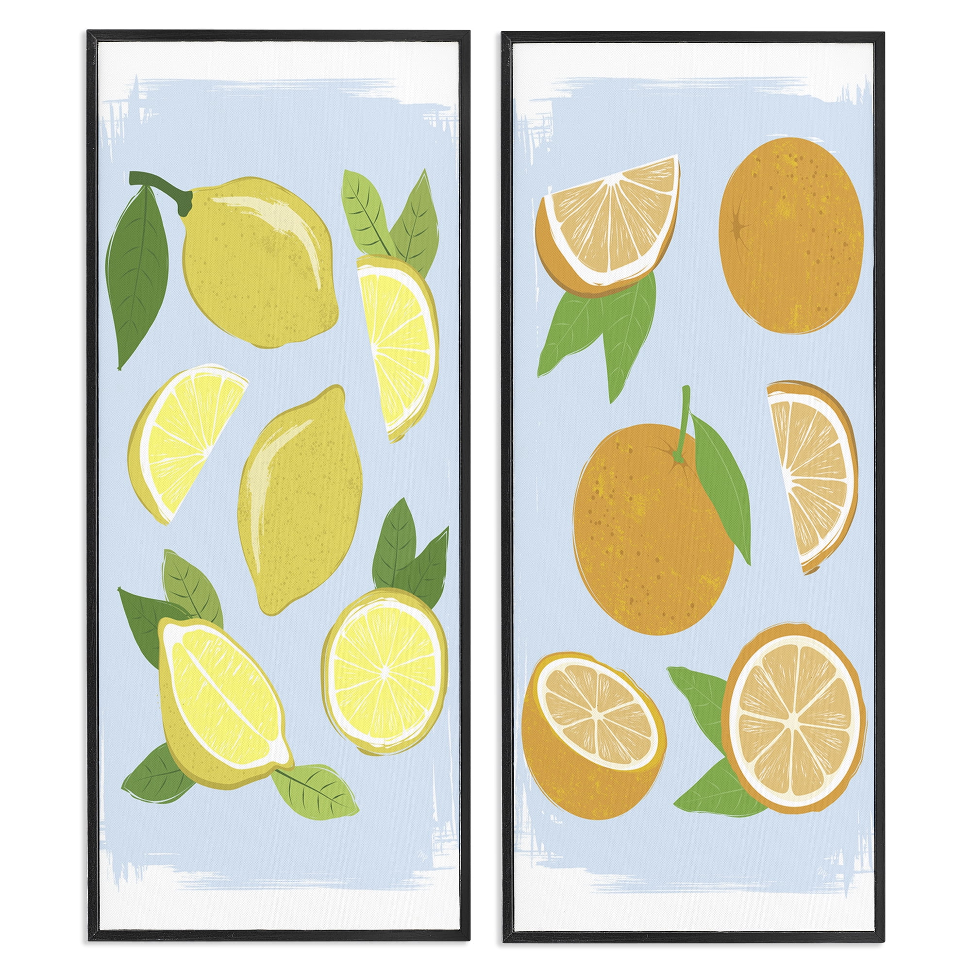 Stupell Industries Pastel Summer Citrus Fruits 2 Piece Black Framed Giclee Art Set, design by Martina Pavlova