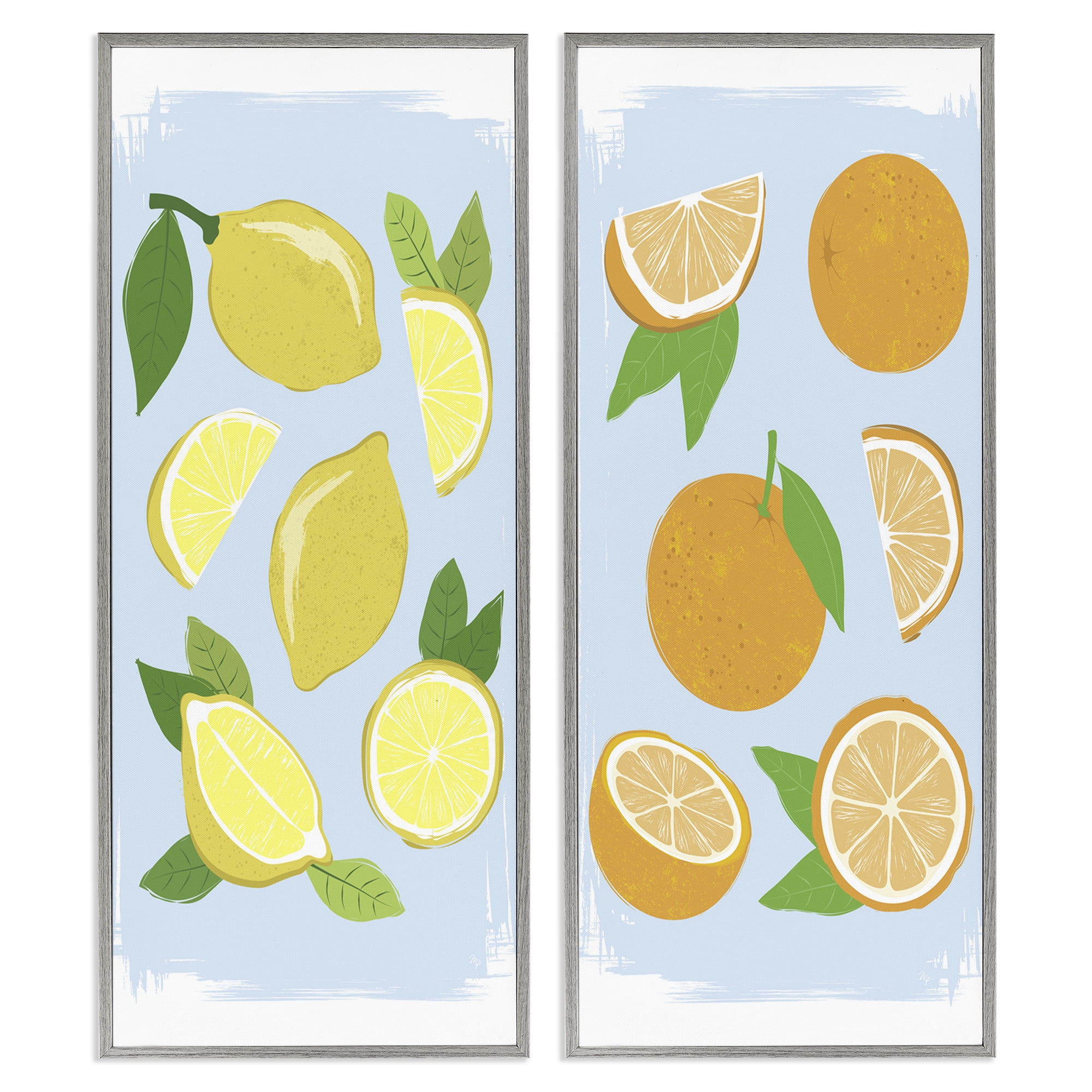 Stupell Industries Pastel Summer Citrus Fruits 2 Piece Gray Framed Giclee Art Set, design by Martina Pavlova