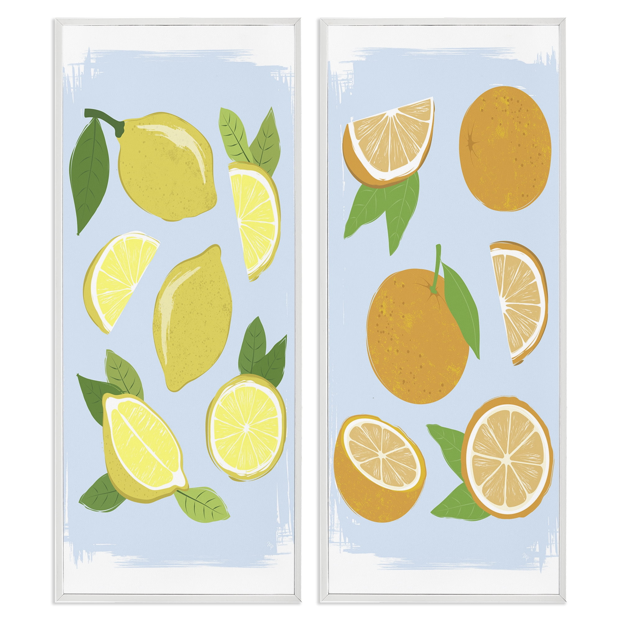 Stupell Industries Pastel Summer Citrus Fruits 2 Piece White Framed Giclee Art Set, design by Martina Pavlova